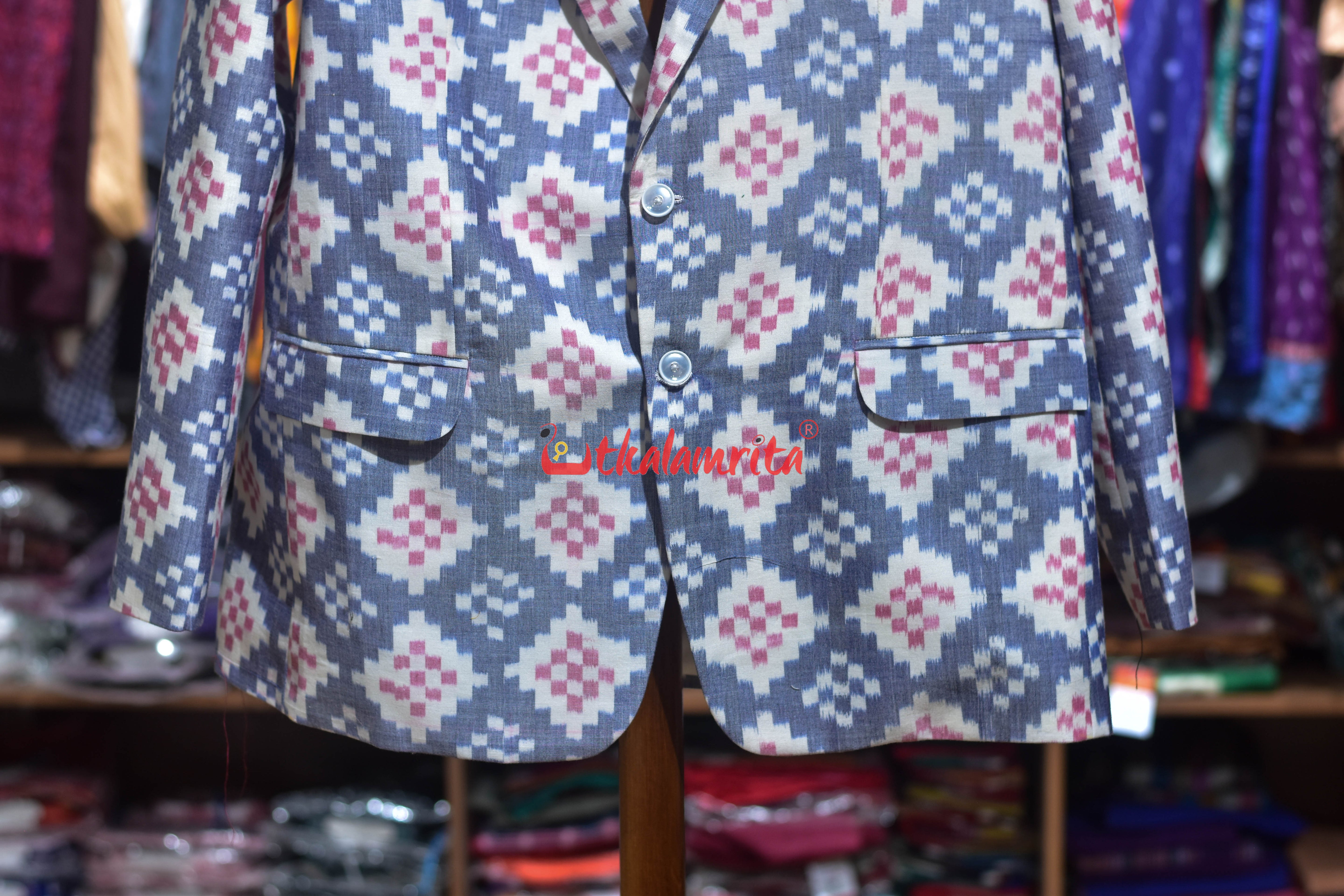 White Blue Plain Pasapali (Men's Blazer)