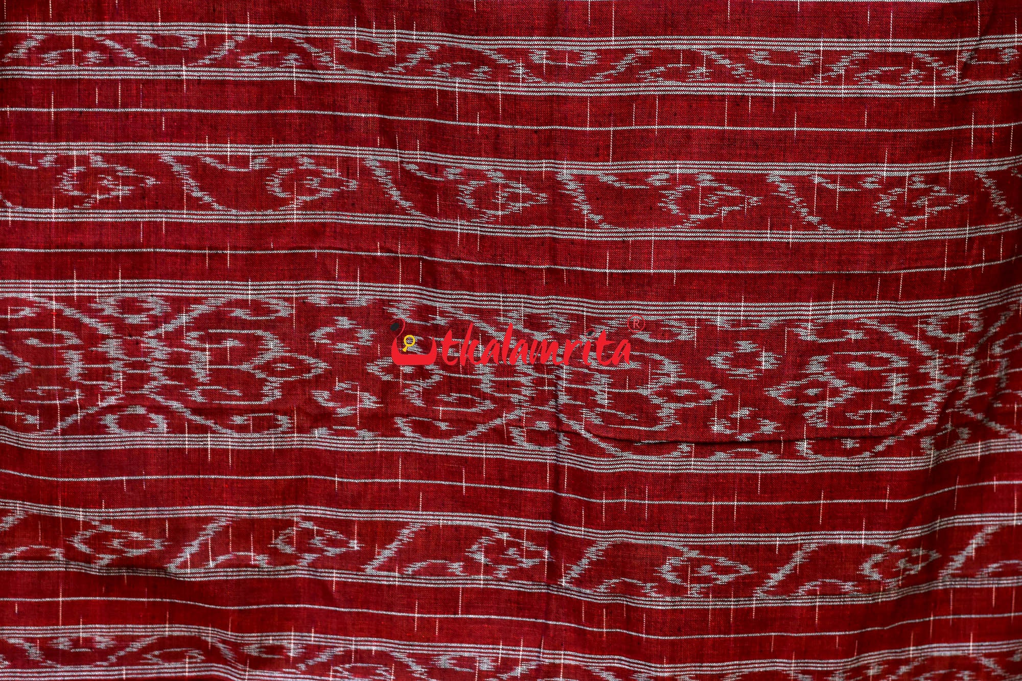Blue Red Daali Scot Khandua Cotton Saree
