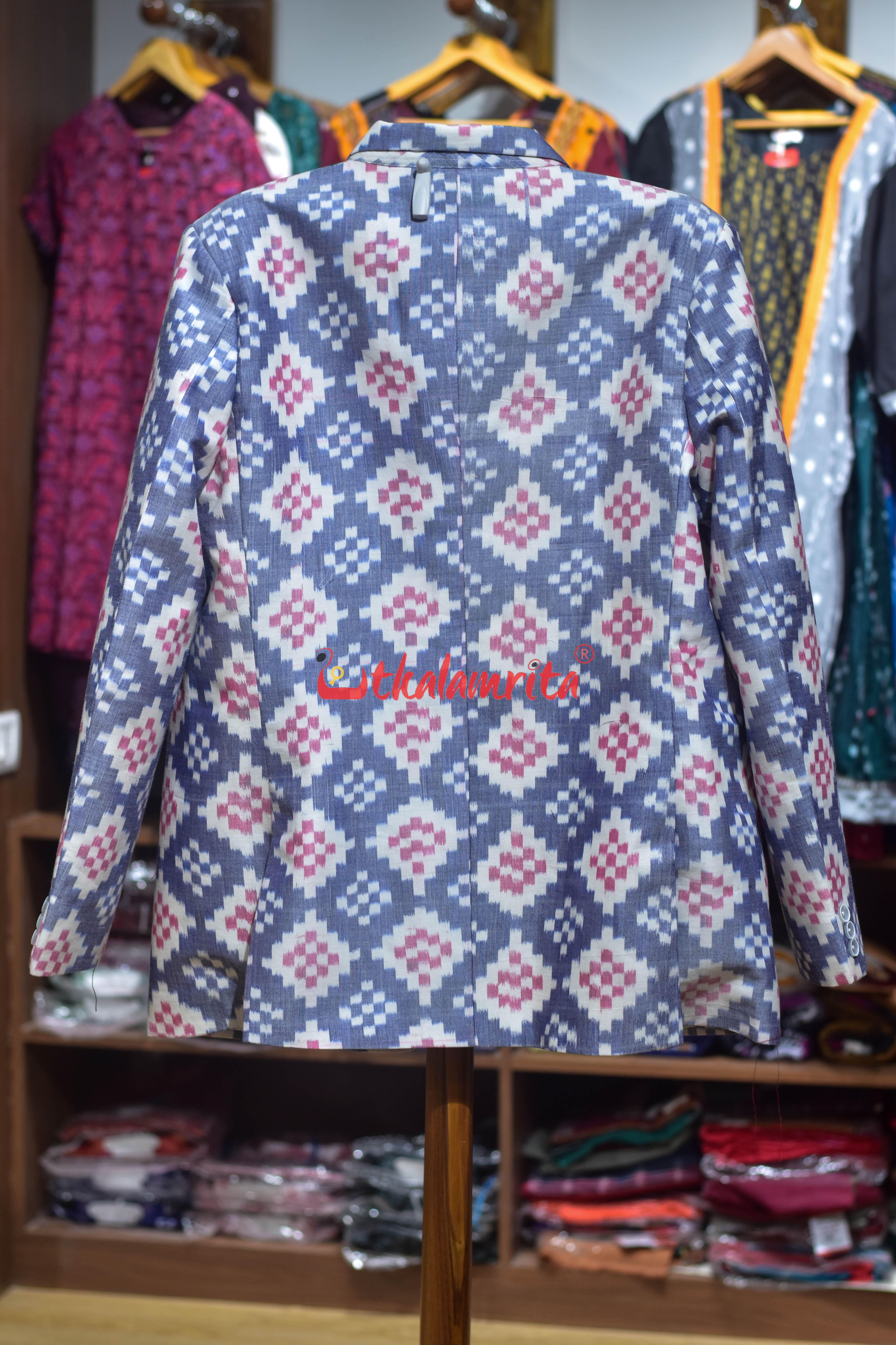 White Blue Plain Pasapali (Men's Blazer)