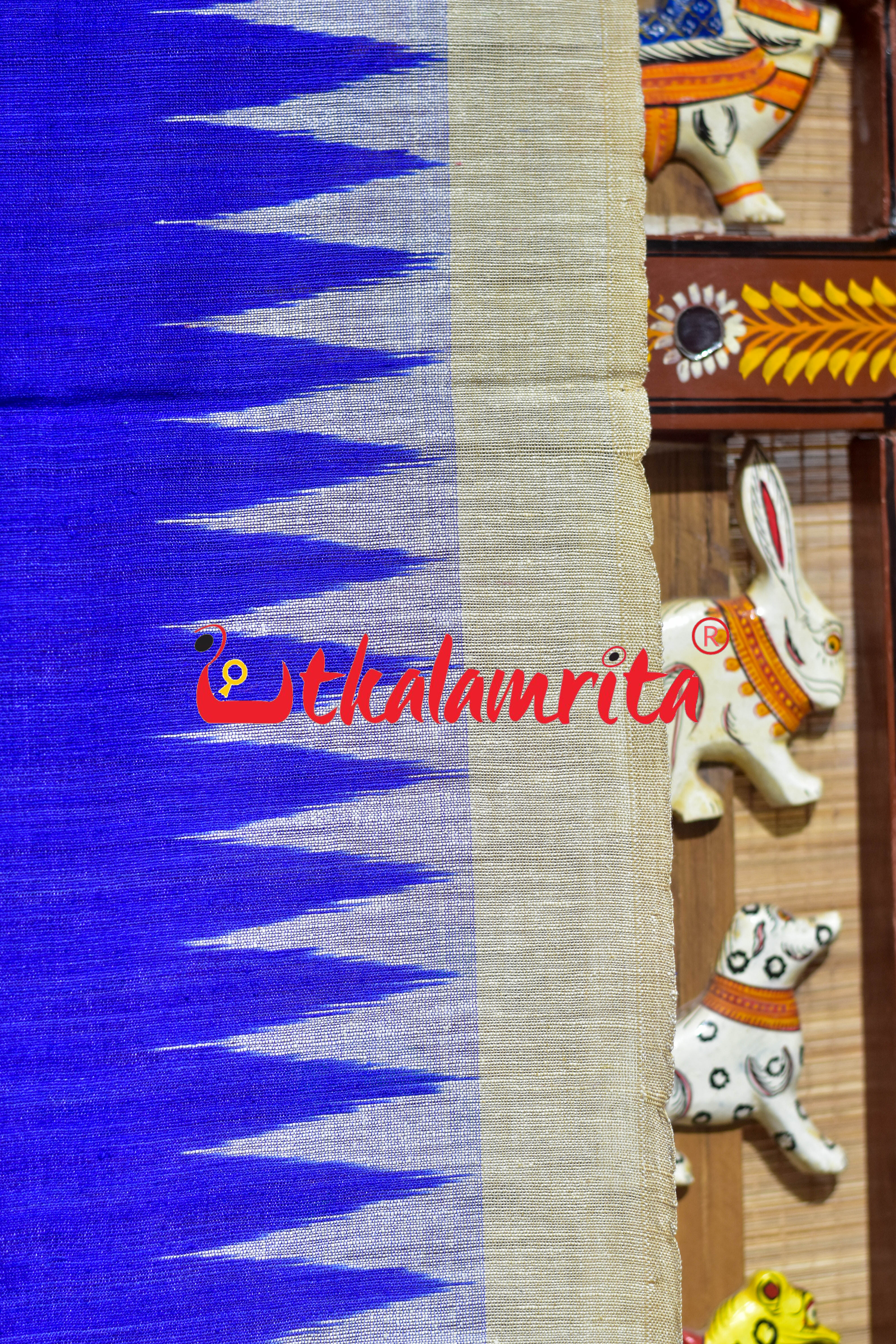 Blue Ikat Gopalpur Tussar (Dupatta)