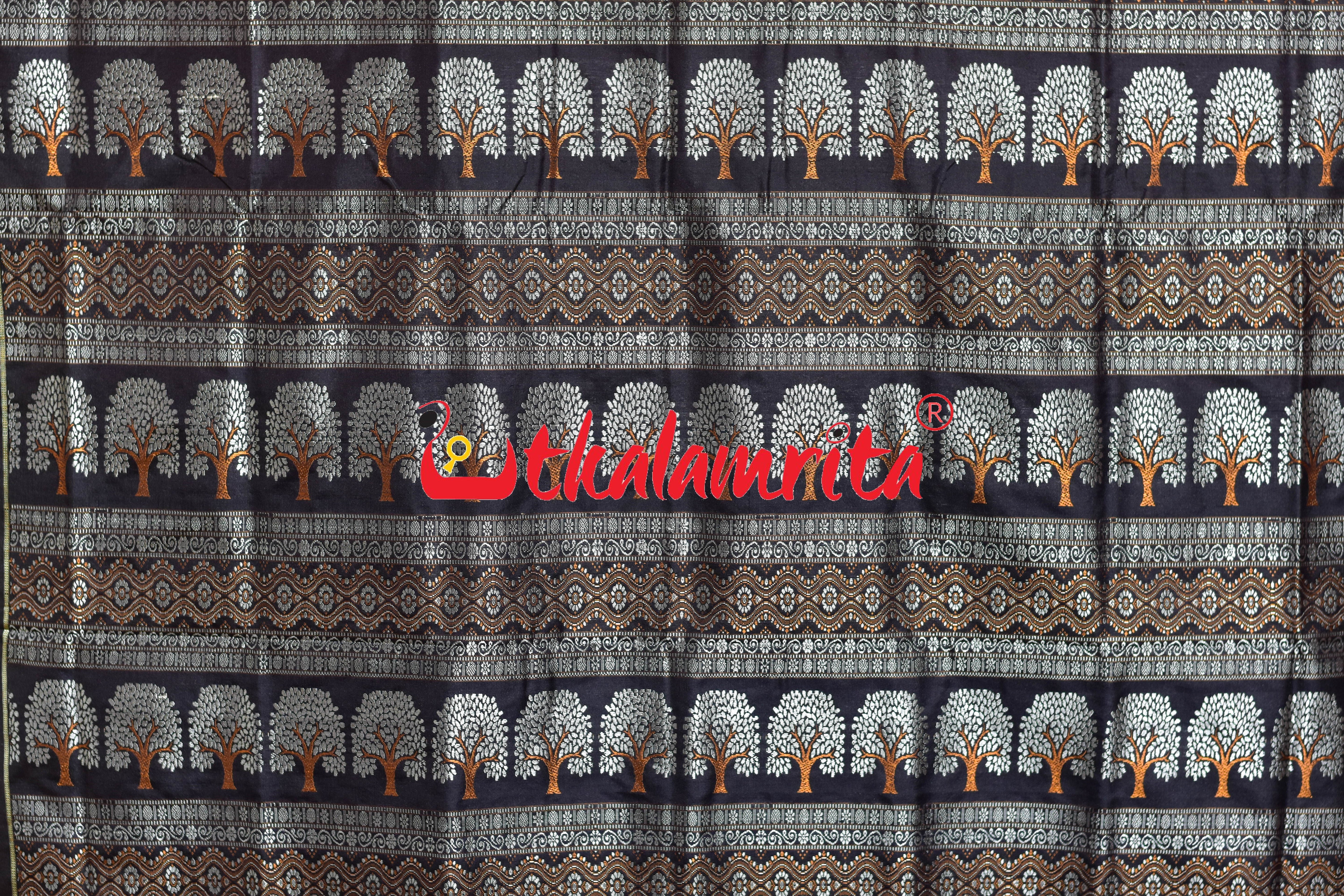 Red Black Gacha Design Bomkai Silk Saree