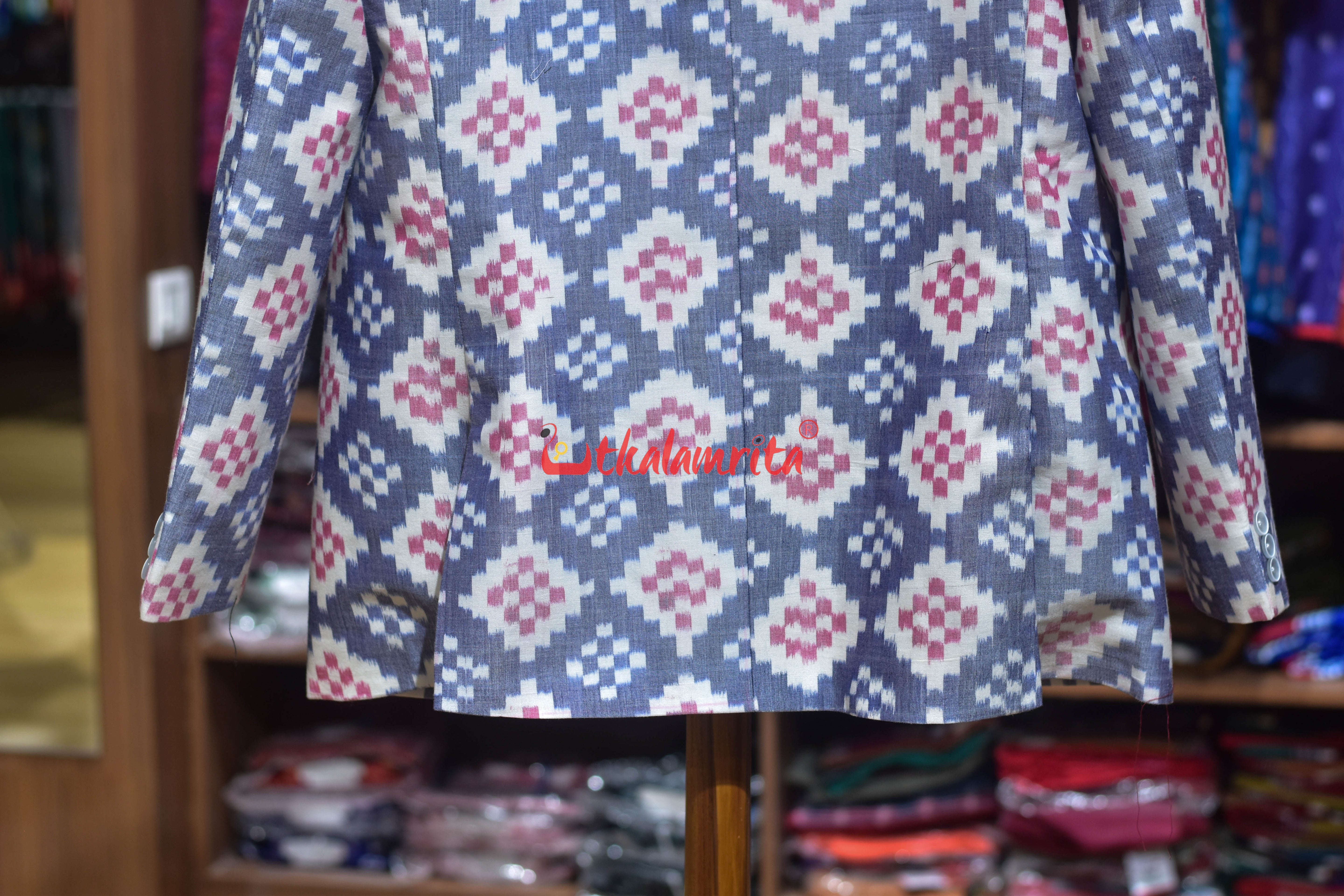 White Blue Plain Pasapali (Men's Blazer)