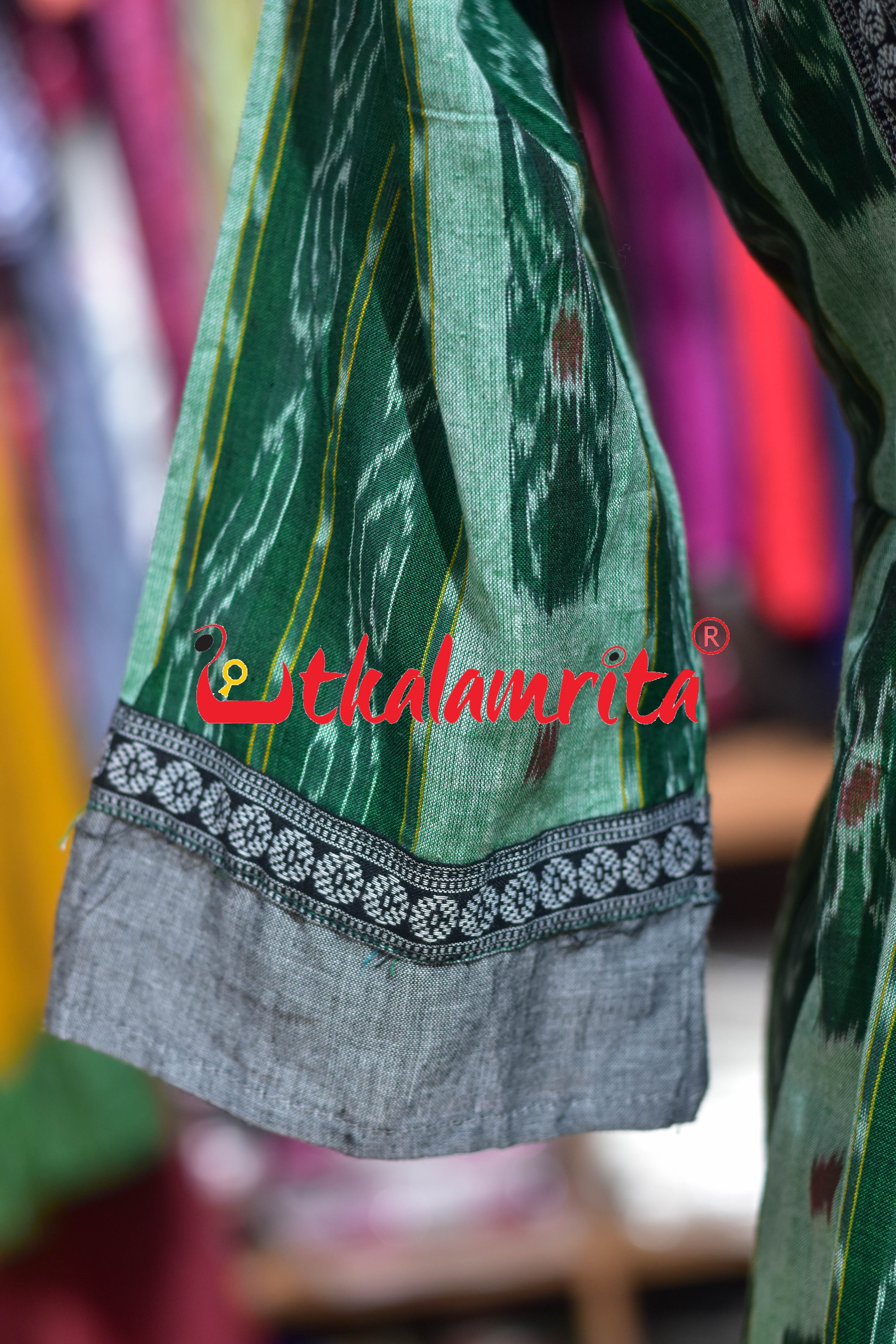 Green Sambalpuri Cotton Anarkali