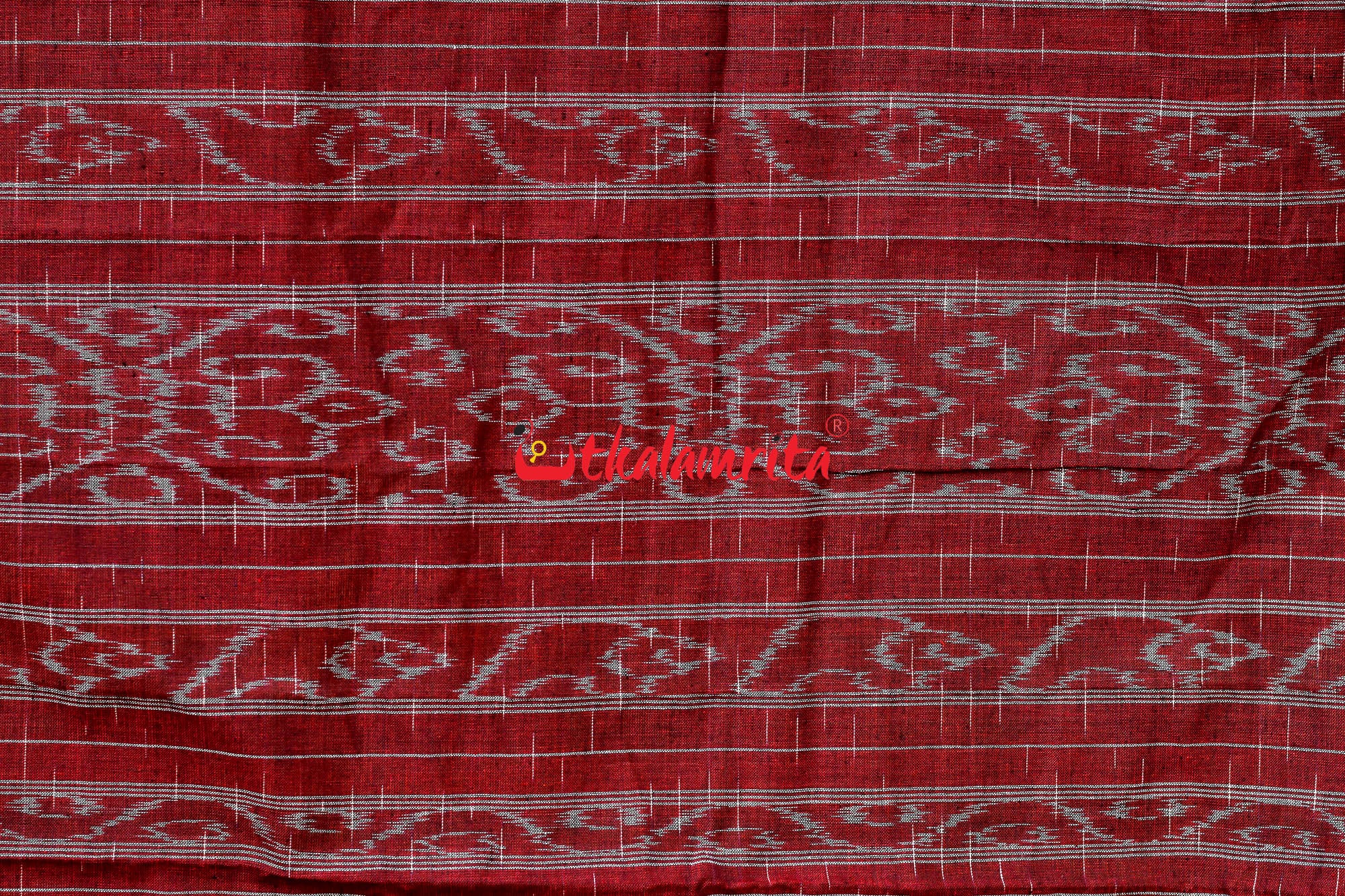 Blue Red Daali Scot Khandua Cotton Saree