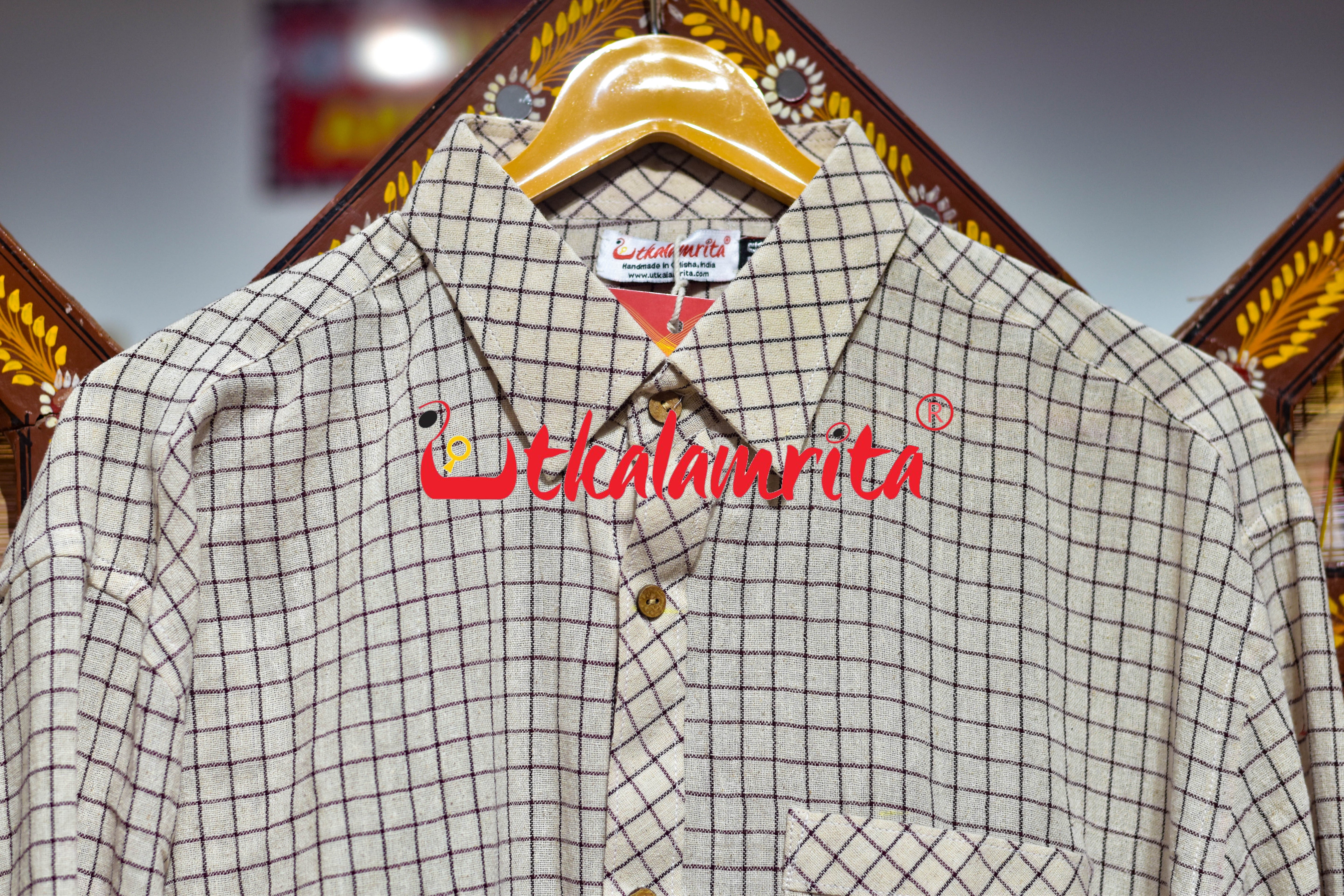 Off White Black Check Kotpad (Men's Full Shirt)