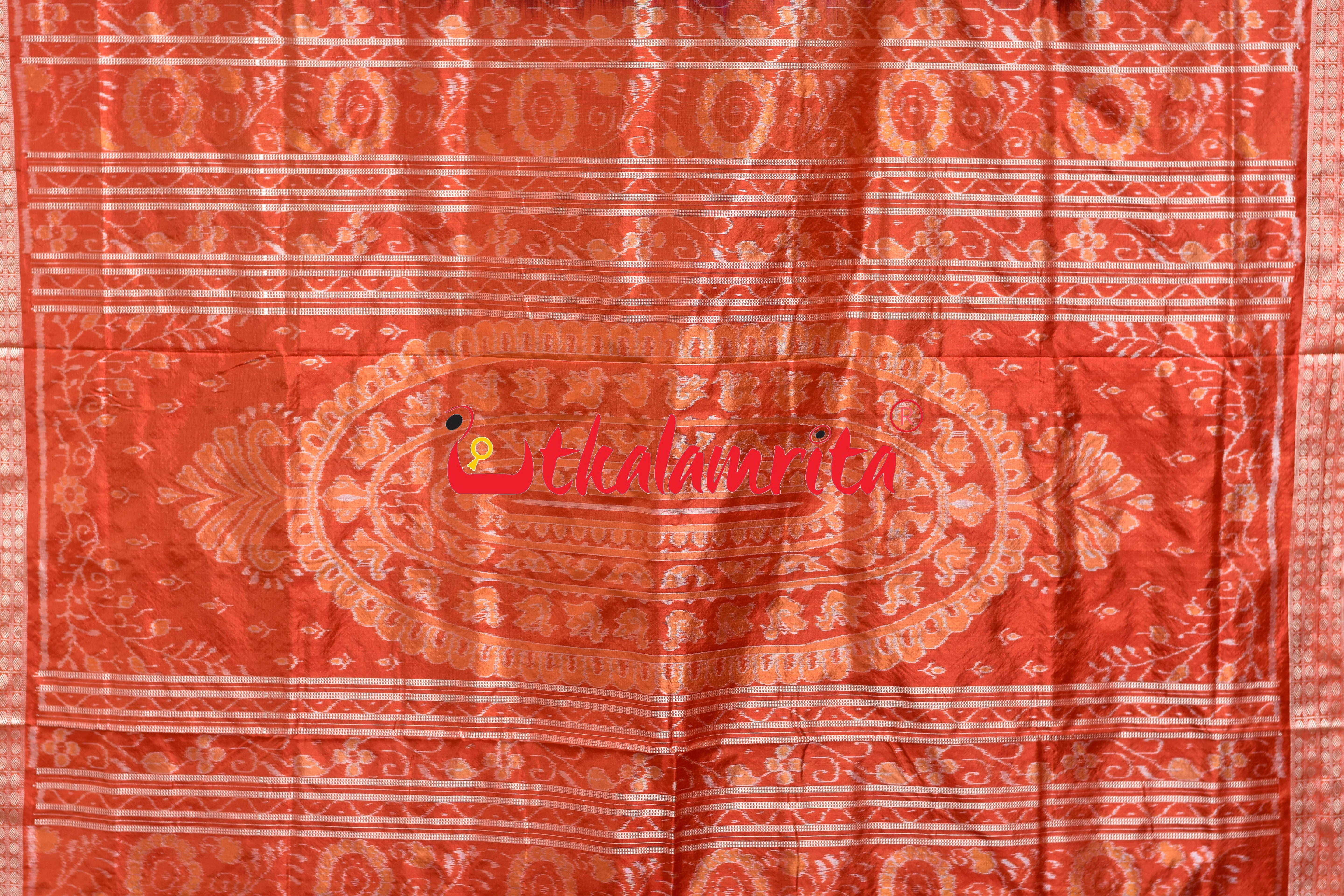 Coffee Maroon Orange Dhadi Nabakothi Silk Saree