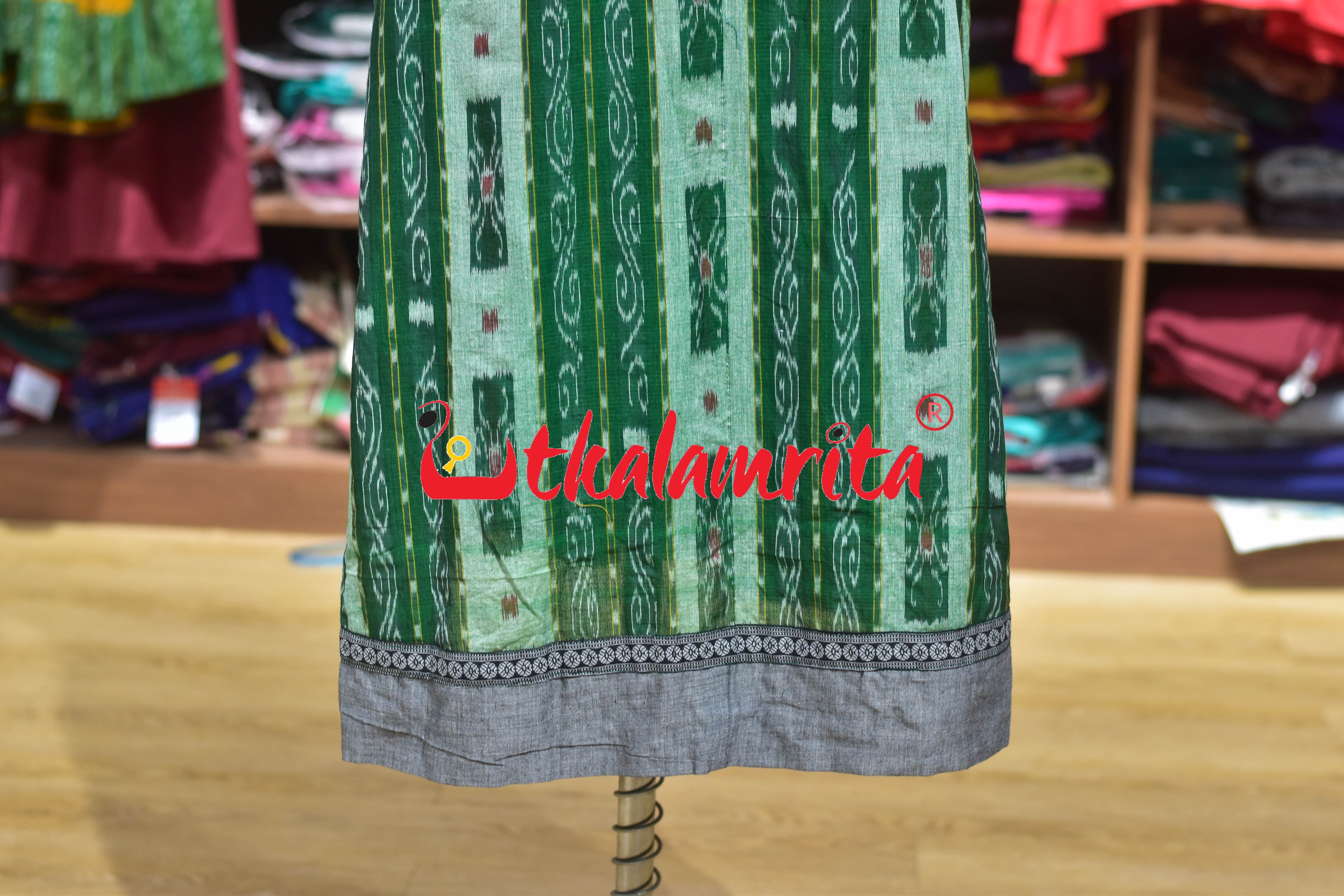 Green Sambalpuri Cotton Anarkali