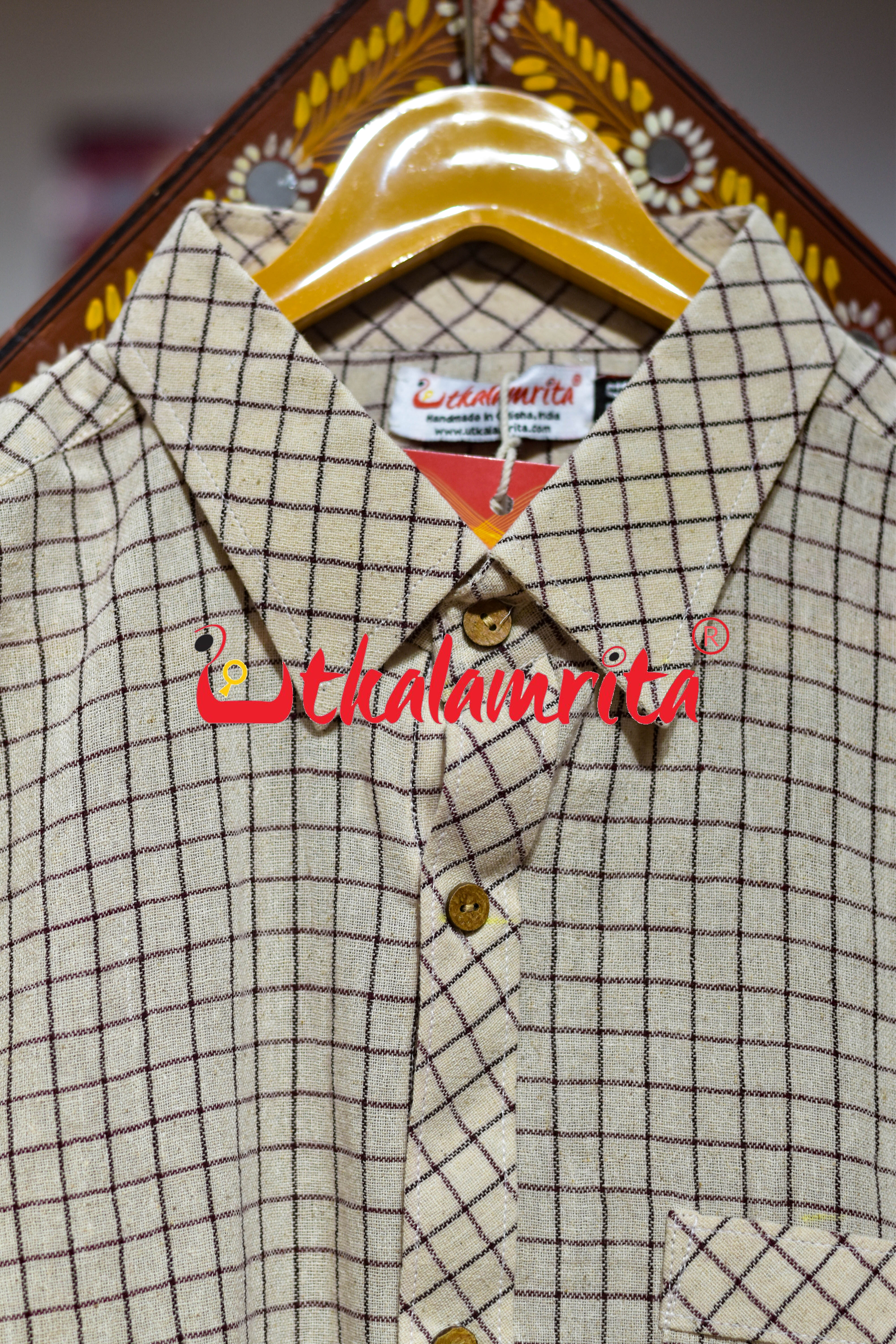 Off White Black Check Kotpad (Men's Full Shirt)