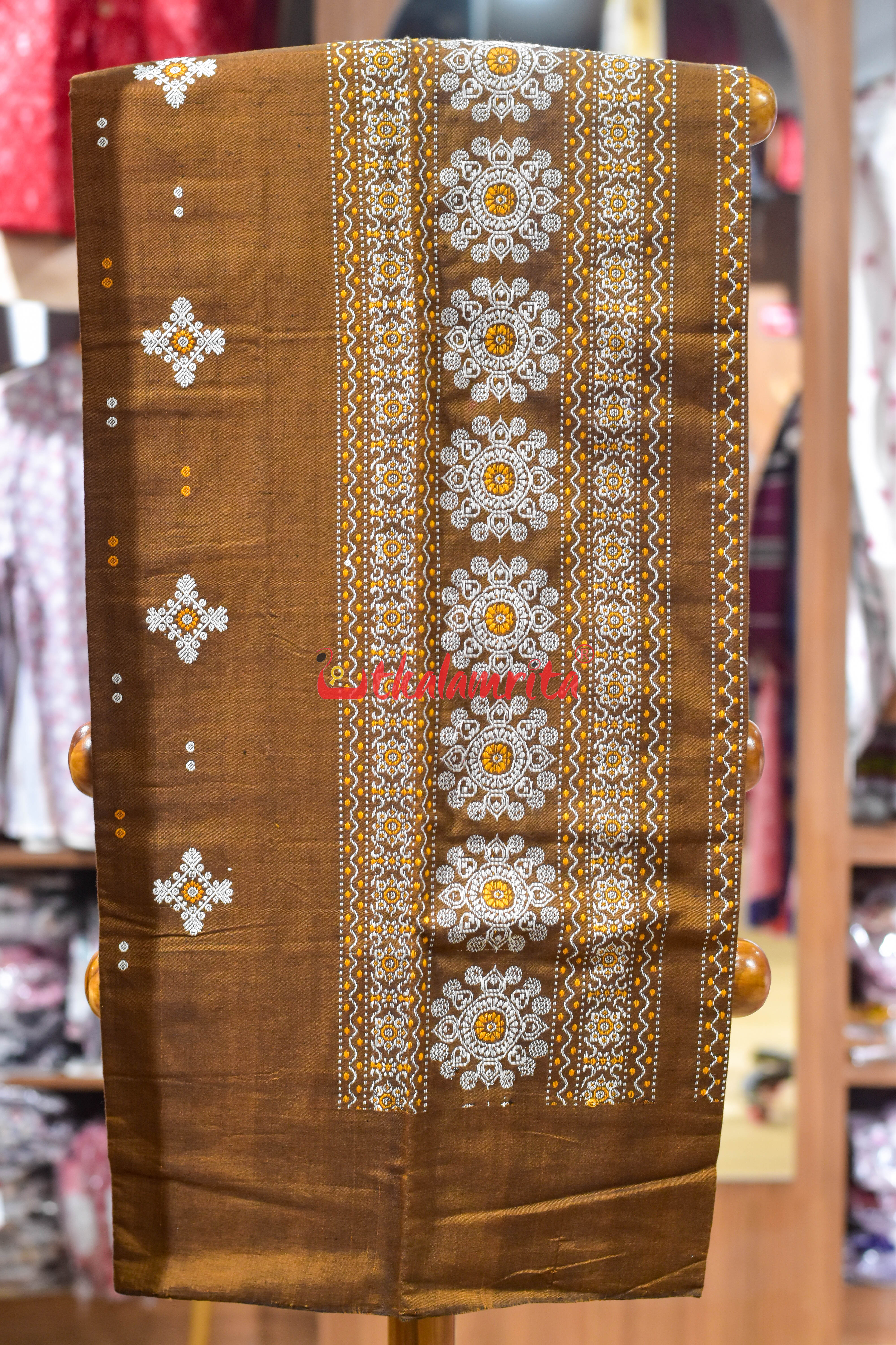 Light Brown Flower Bomkai Cotton Dress Set