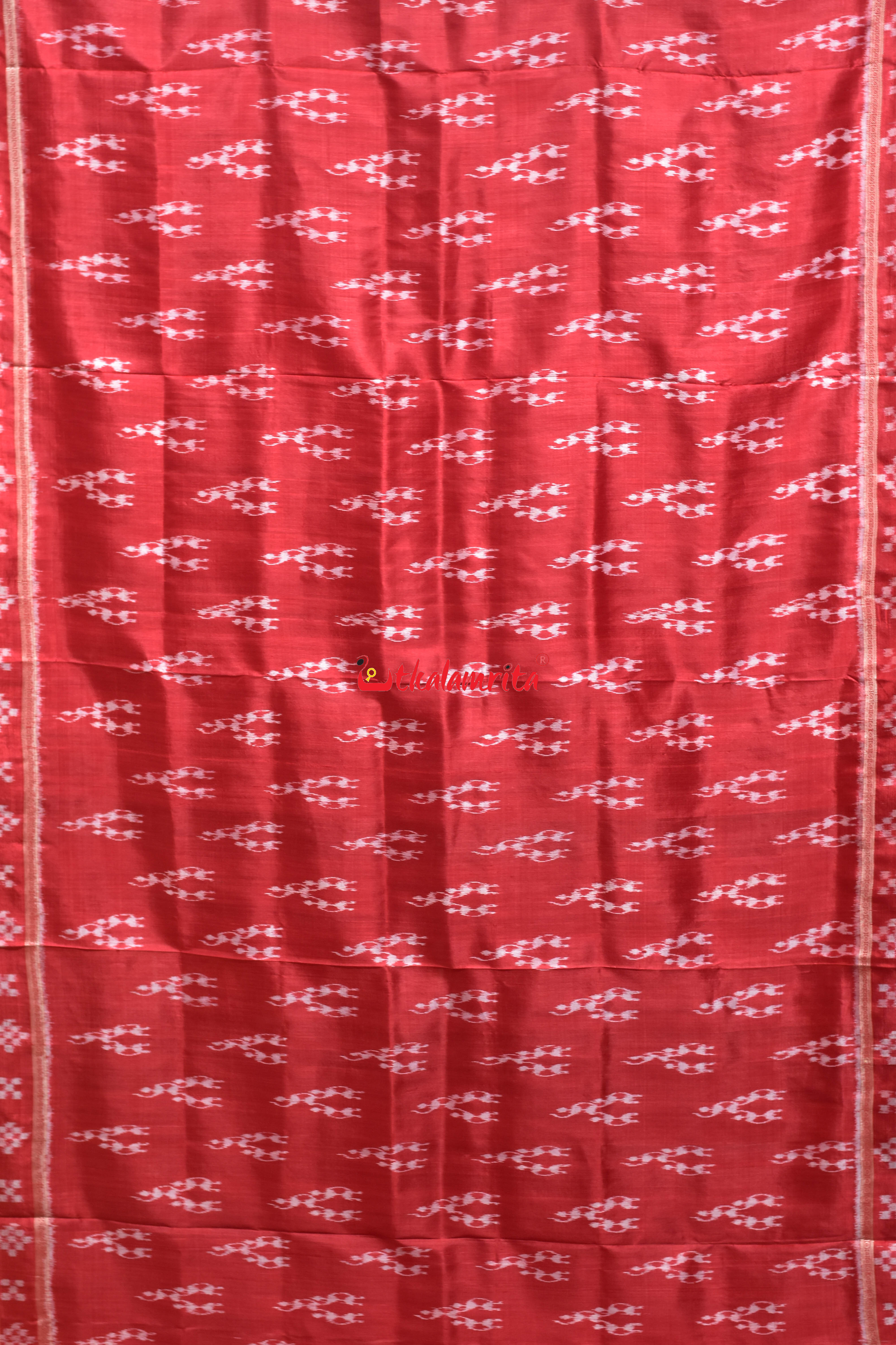 Red Trio Tribals Khandua Silk Saree