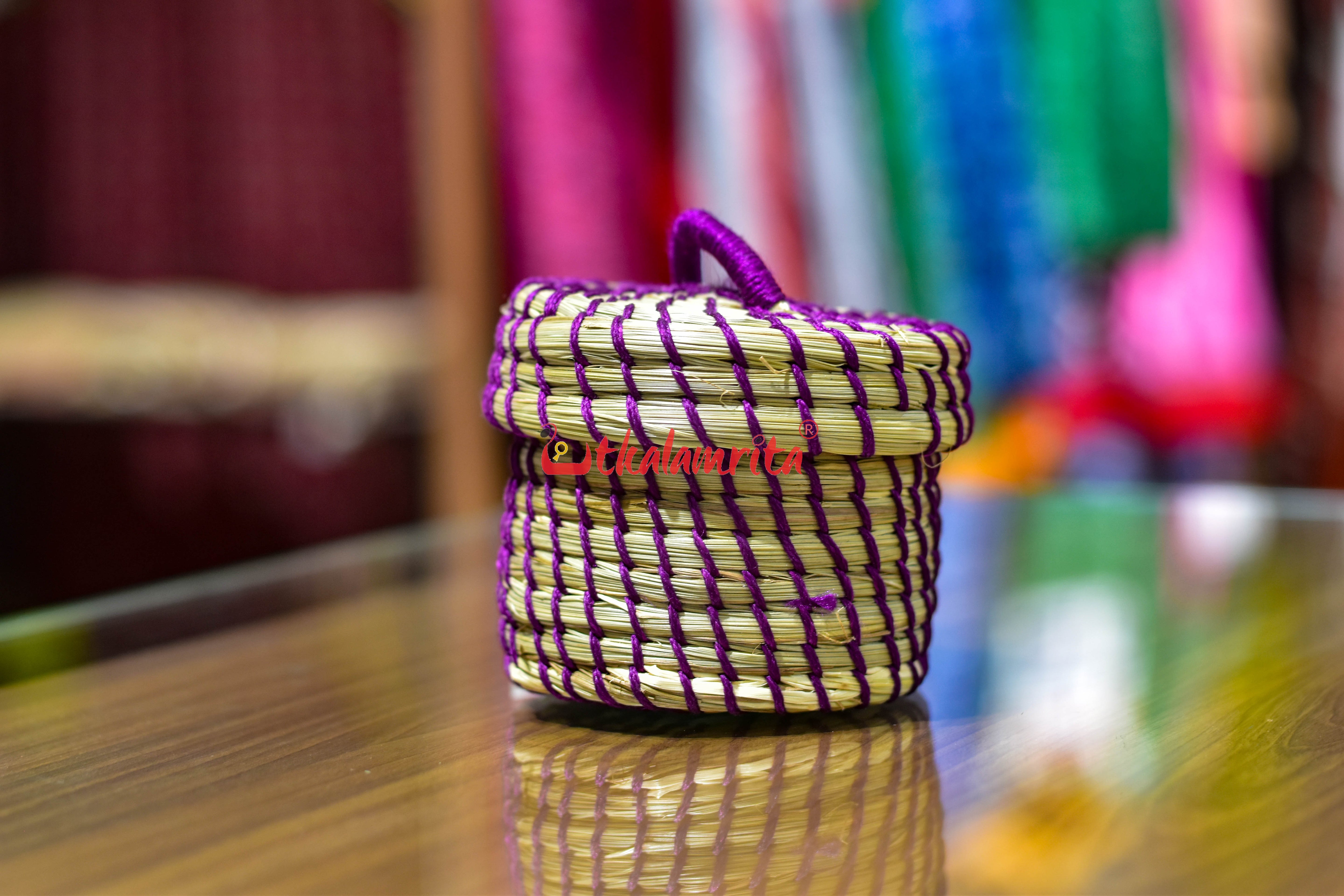 Sabai Grass Purple Thread Jewellery Box