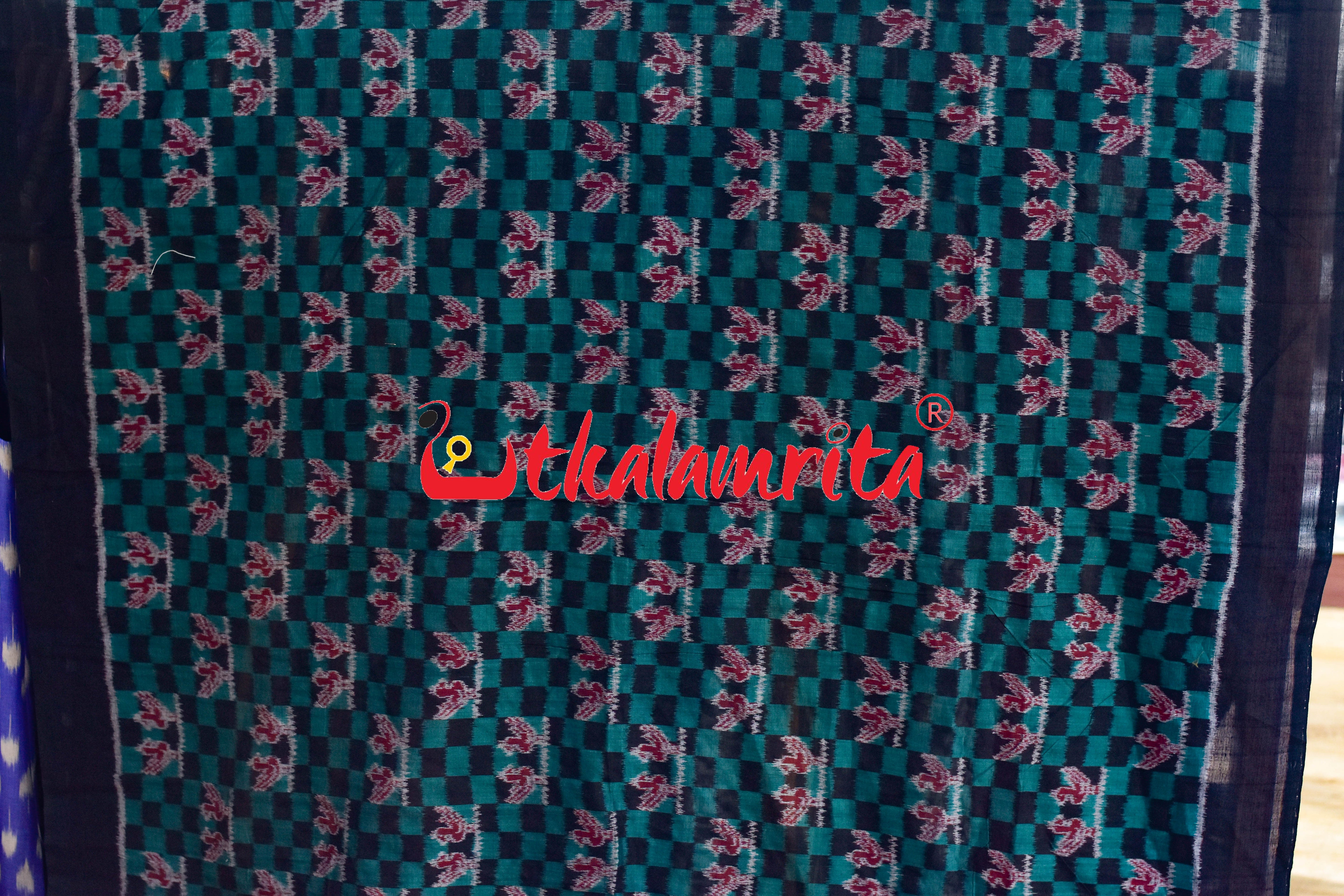 Black Green Different Theme Sambalpuri Cotton (Fabric)
