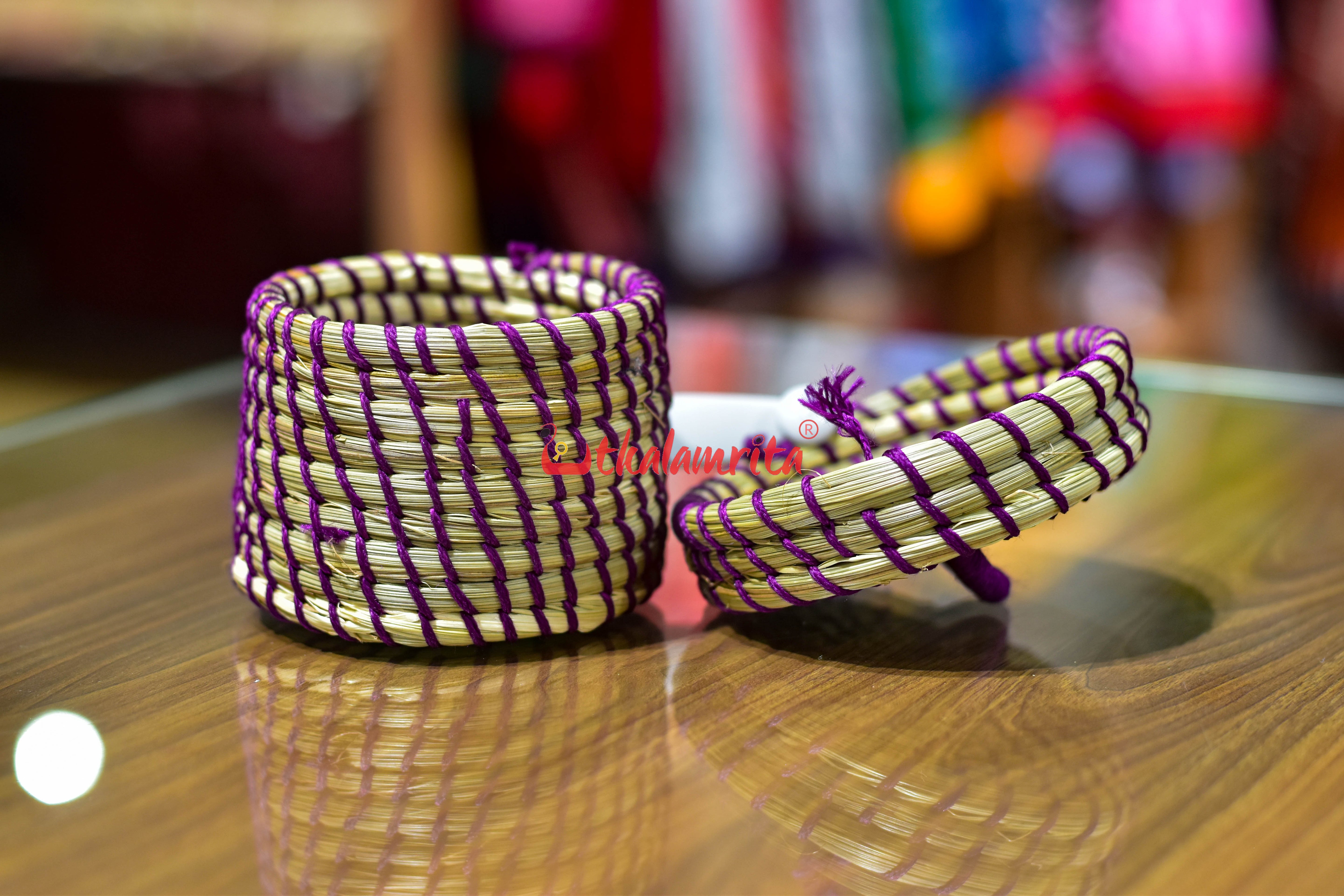 Sabai Grass Purple Thread Jewellery Box