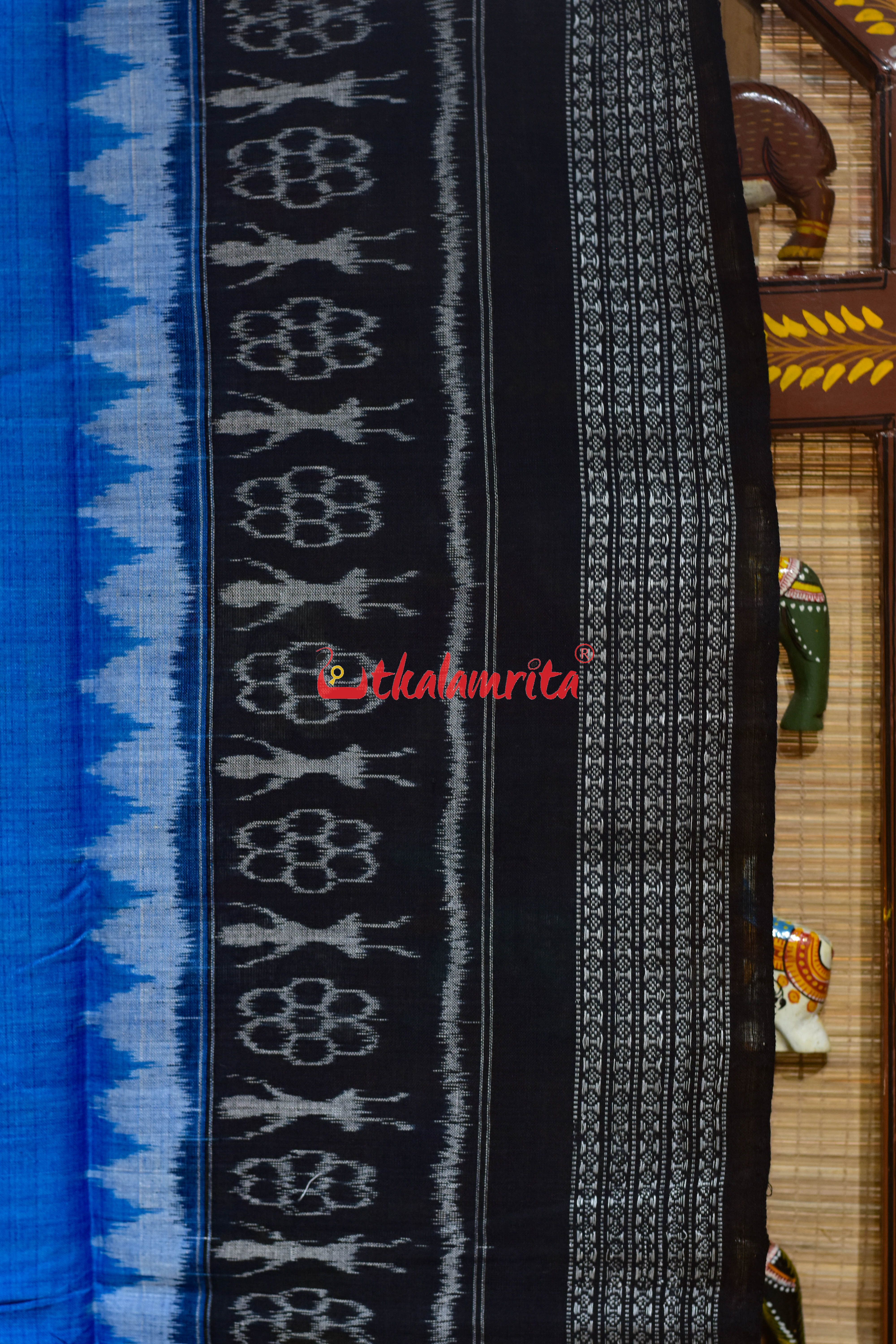 Sky Blue Black Tribals Bandha Cotton (Dupatta)