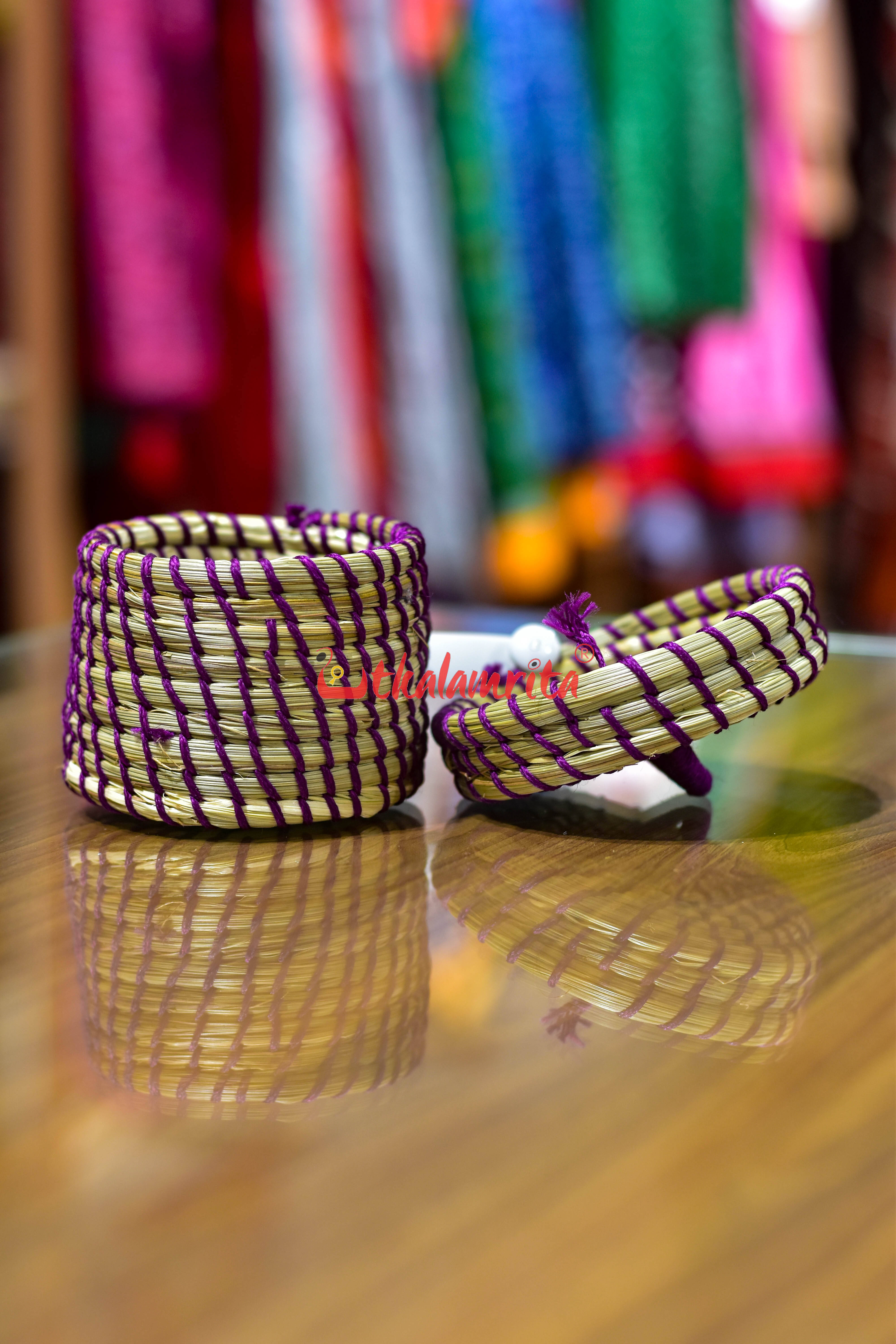 Sabai Grass Purple Thread Jewellery Box