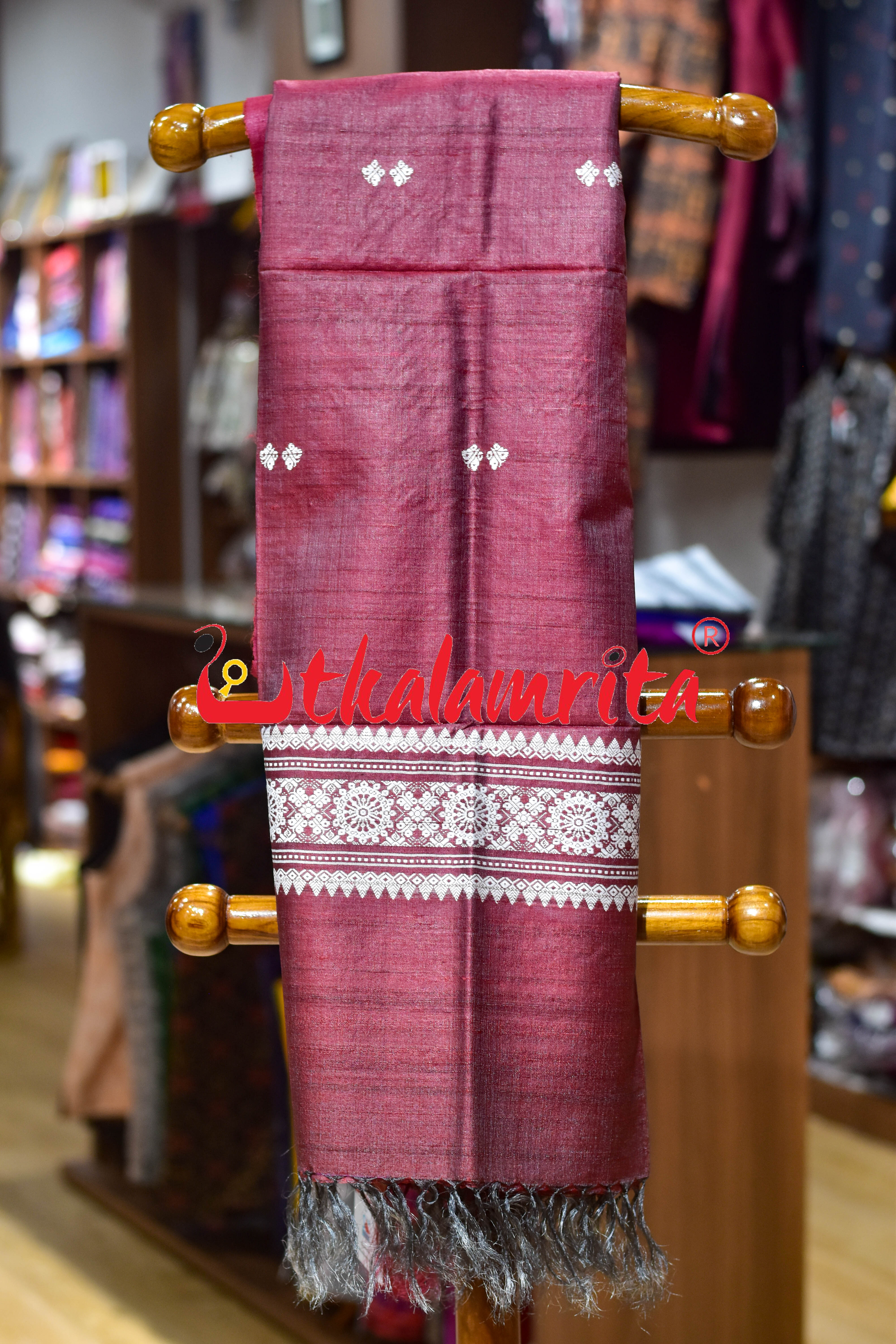 Red Fine Tussar Jala Tussar (Dupatta)