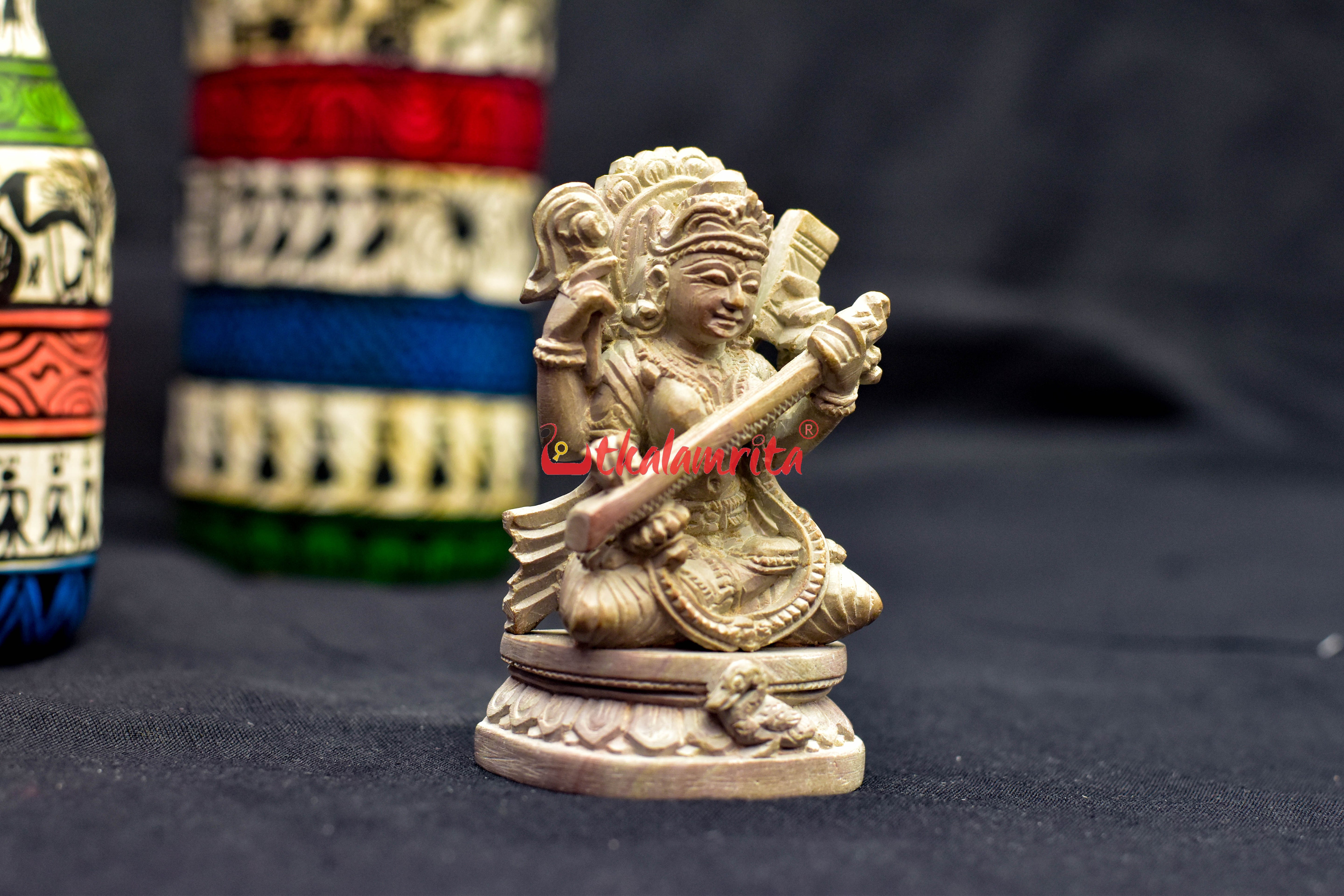 Saraswati Konark Stone Carving Idol