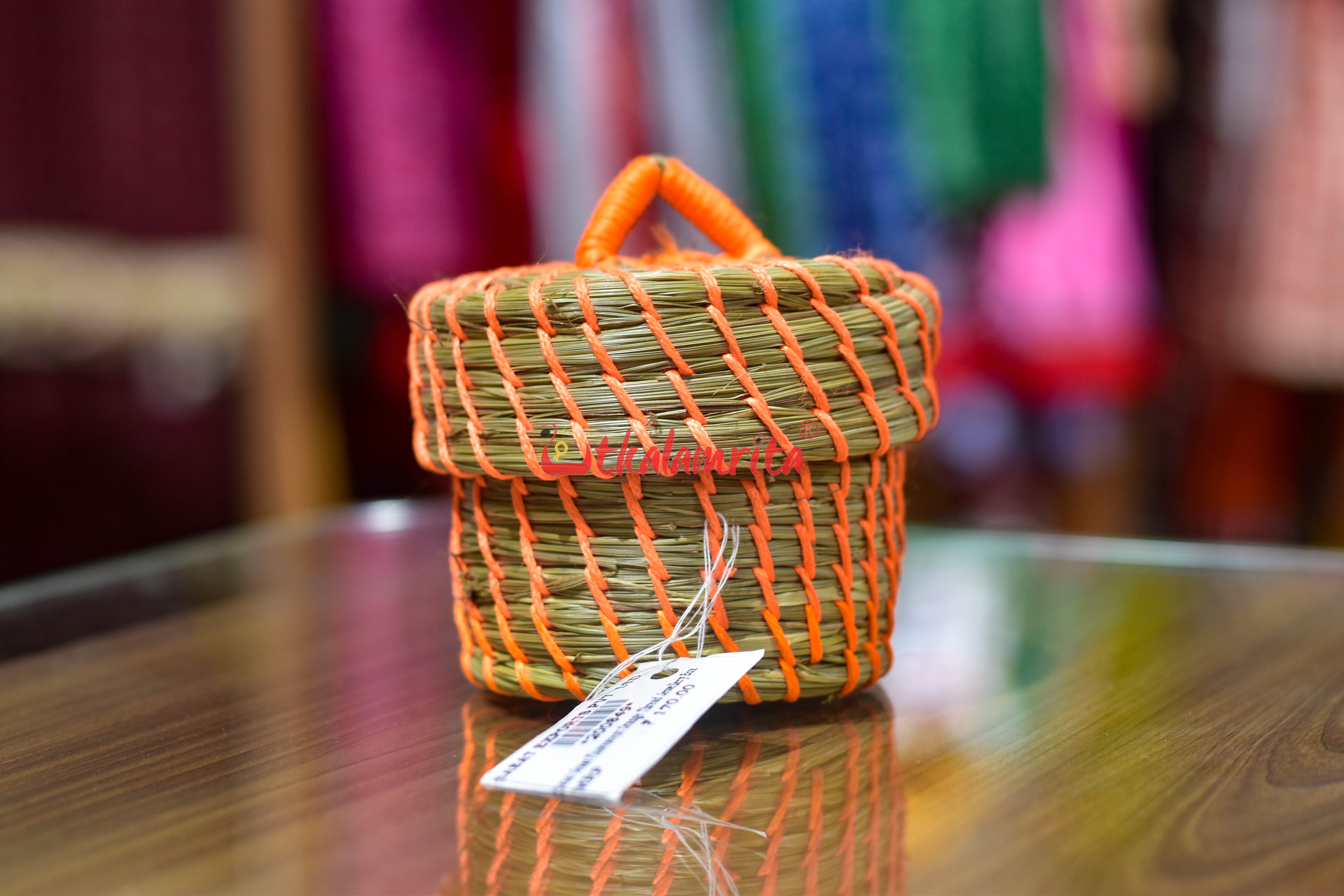 Sabai Grass Fluorescent Orange Thread Jewellery Box