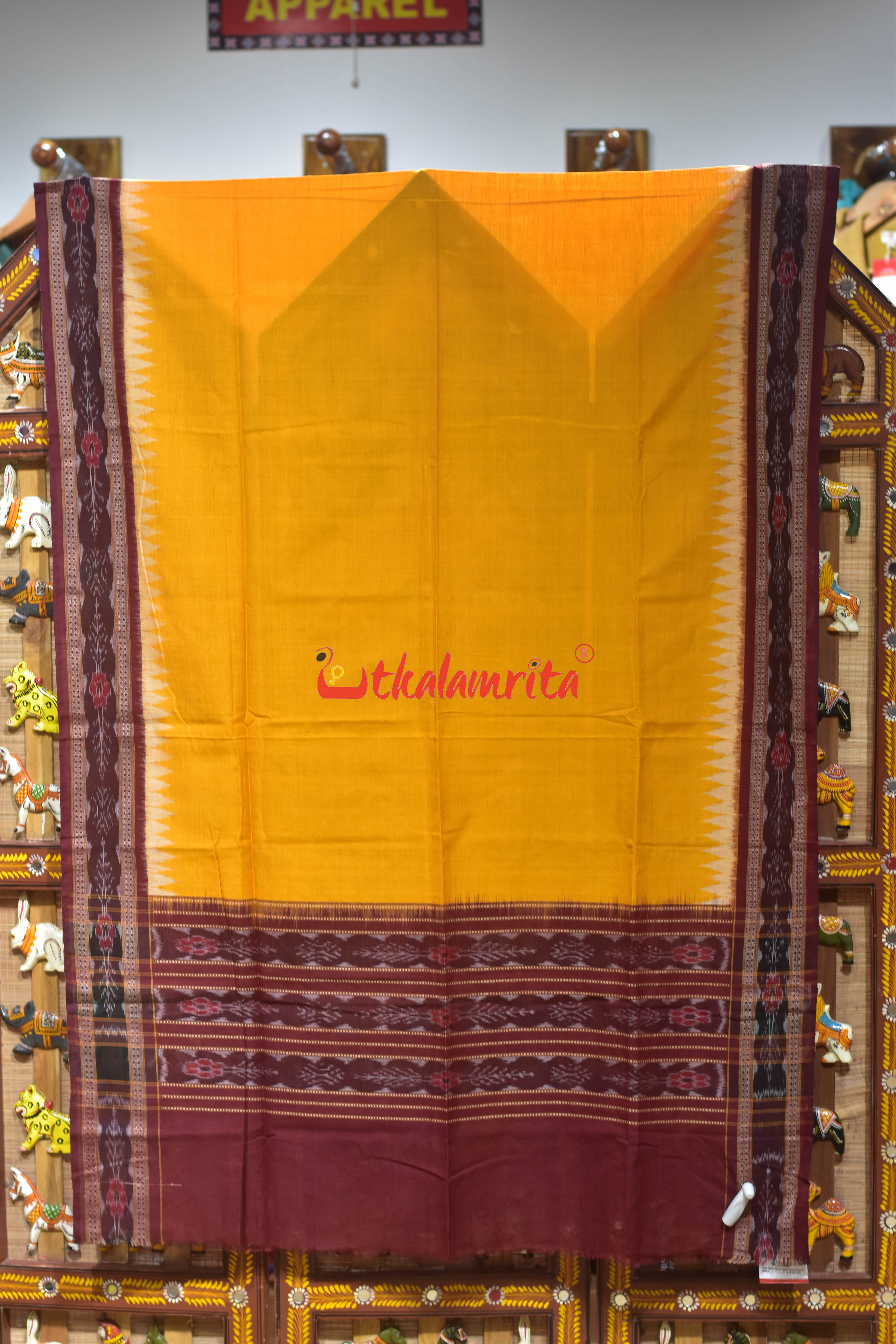 Yellow Maroon Flower Bandha Cotton (Dupatta)