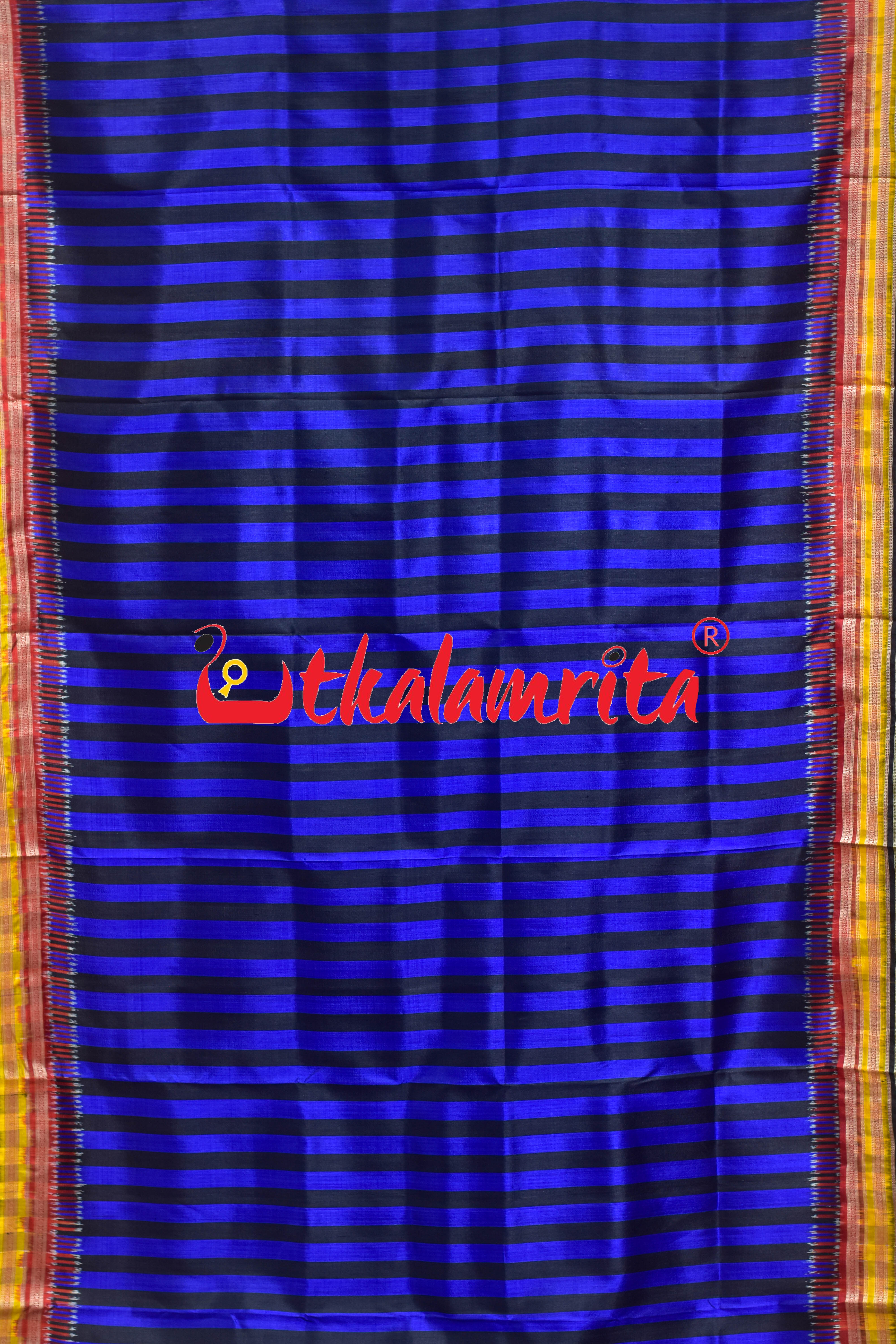 Blue Black Check Kathifera Silk Saree