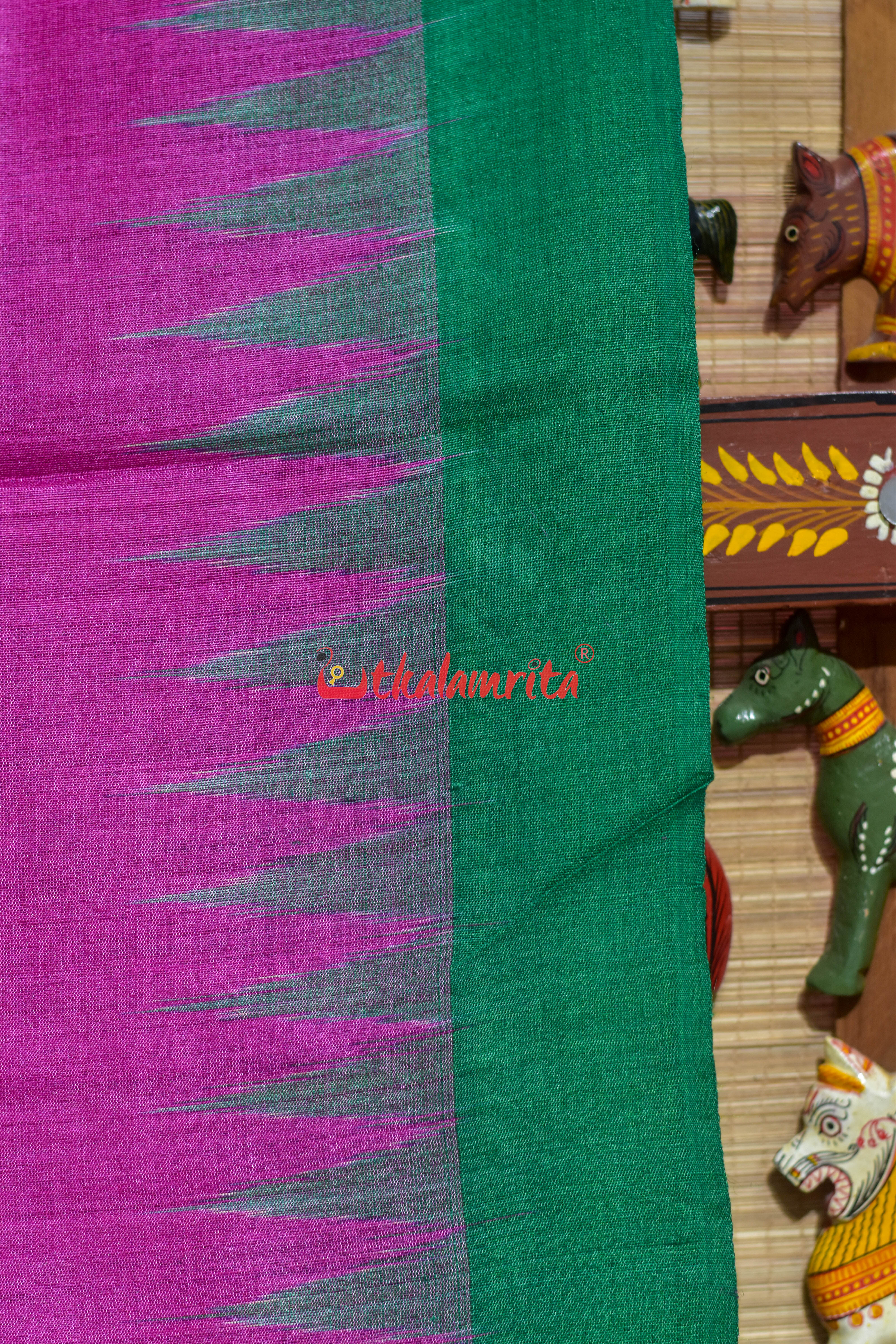 Magenta with Green Gopalpur Tussar Silk Saree