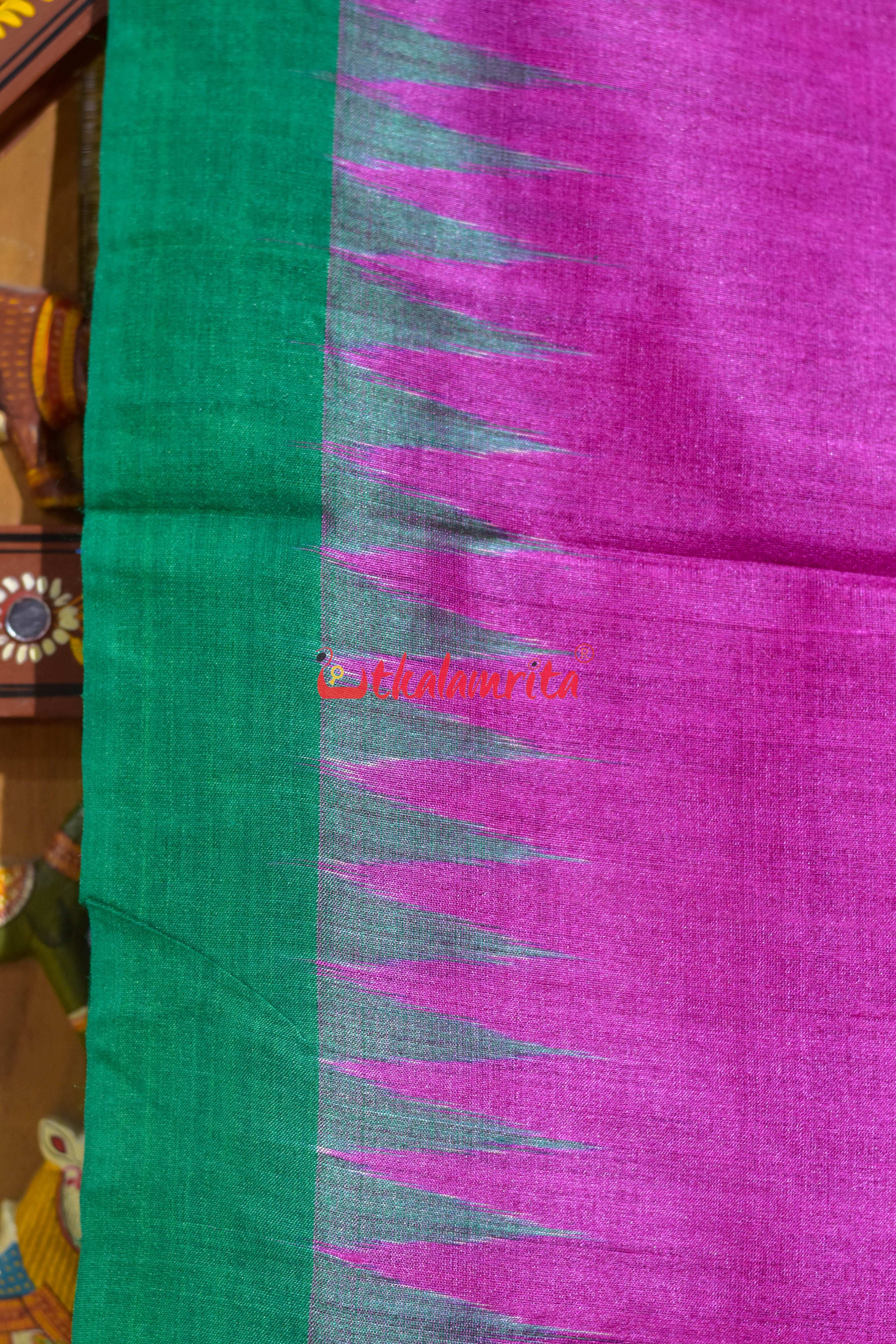 Magenta with Green Gopalpur Tussar Silk Saree