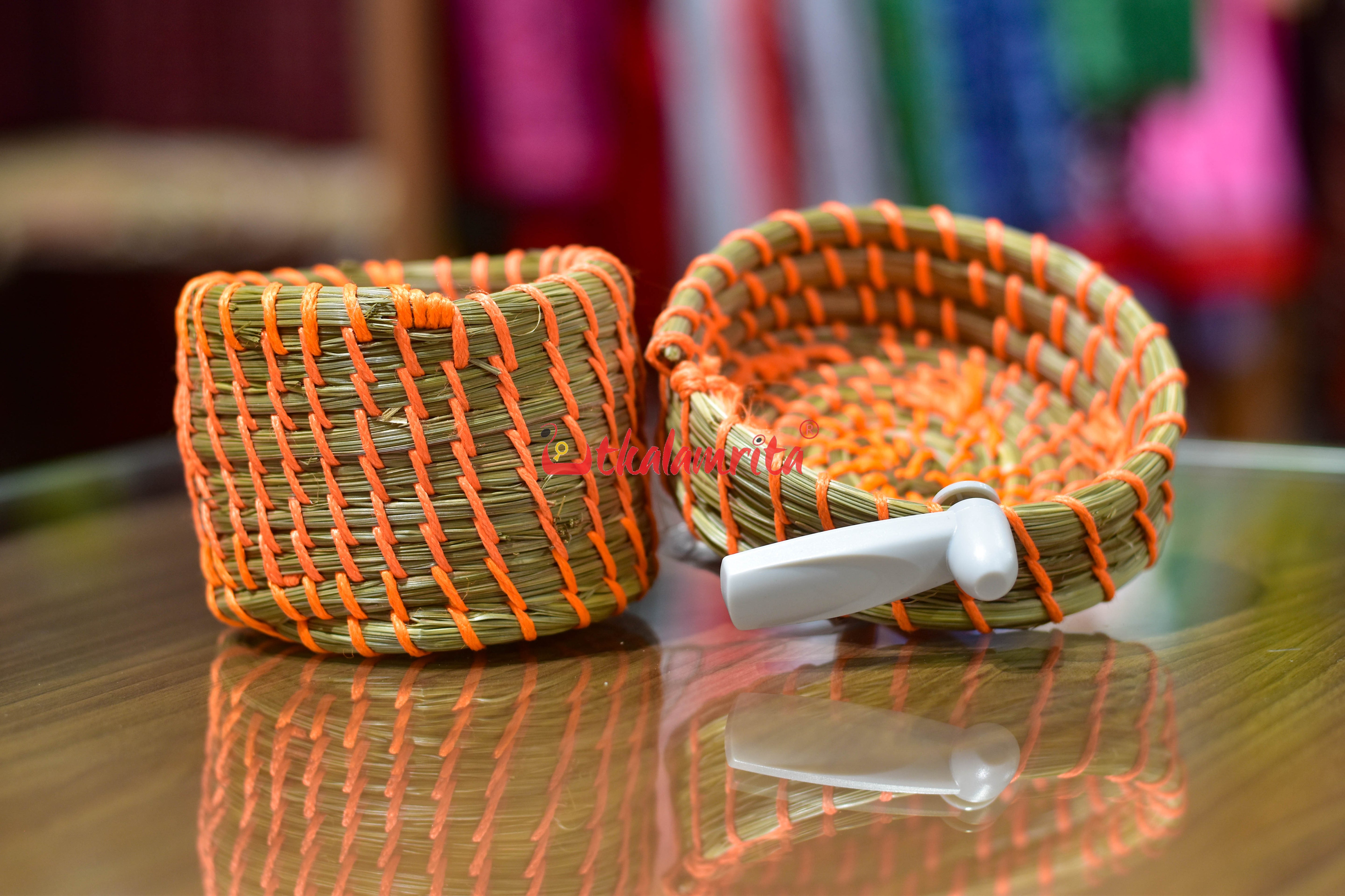Sabai Grass Fluorescent Orange Thread Jewellery Box