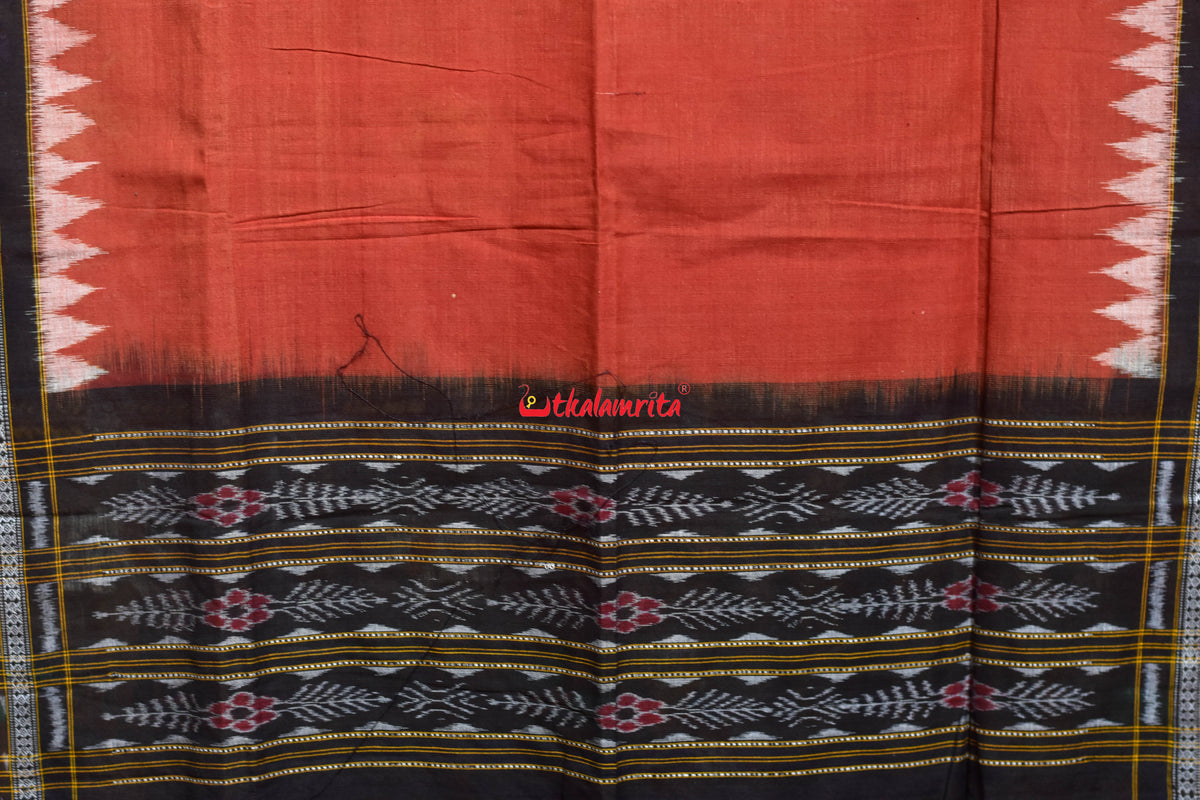Rust Black Flower Bandha Cotton (Dupatta)