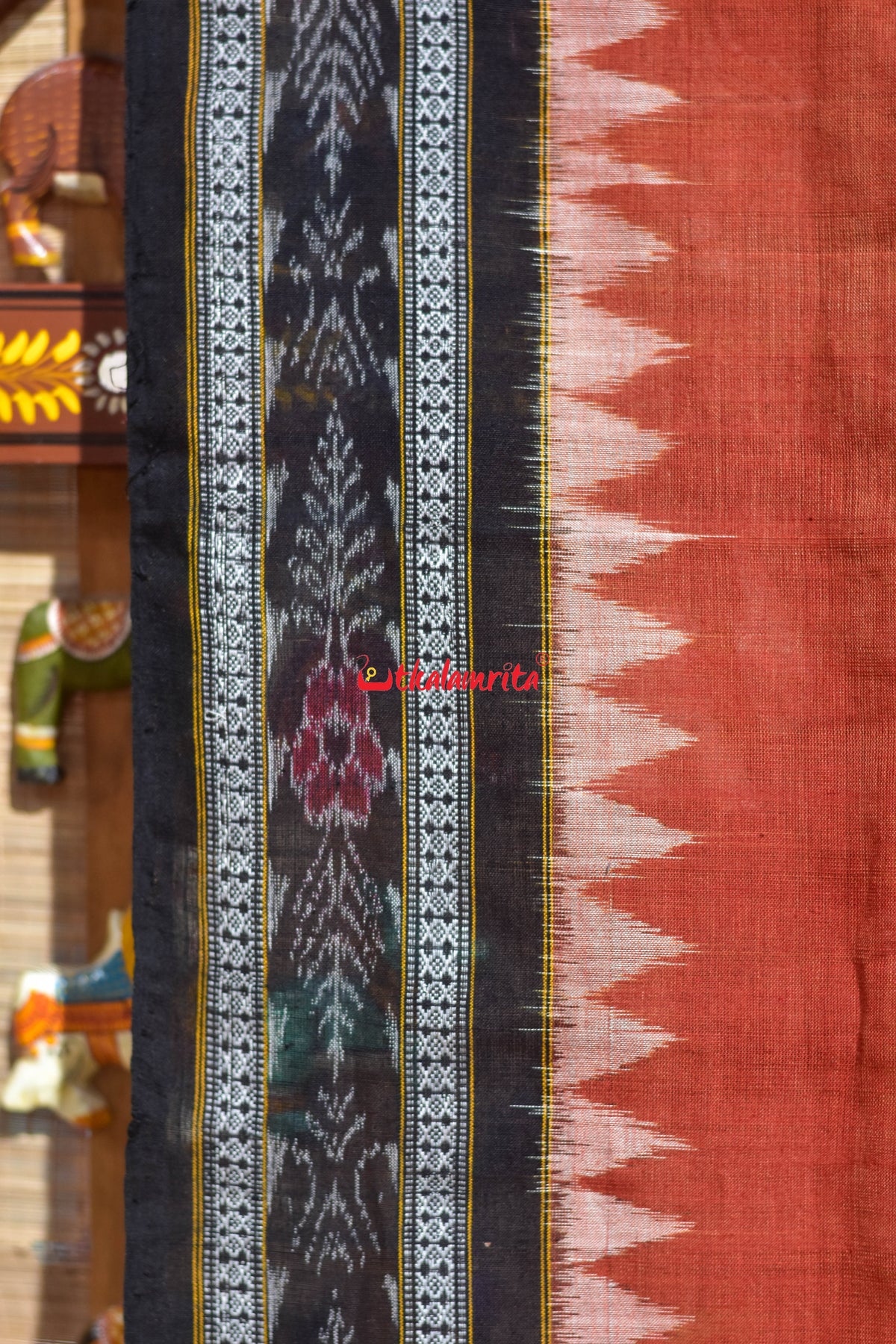 Rust Black Flower Bandha Cotton (Dupatta)