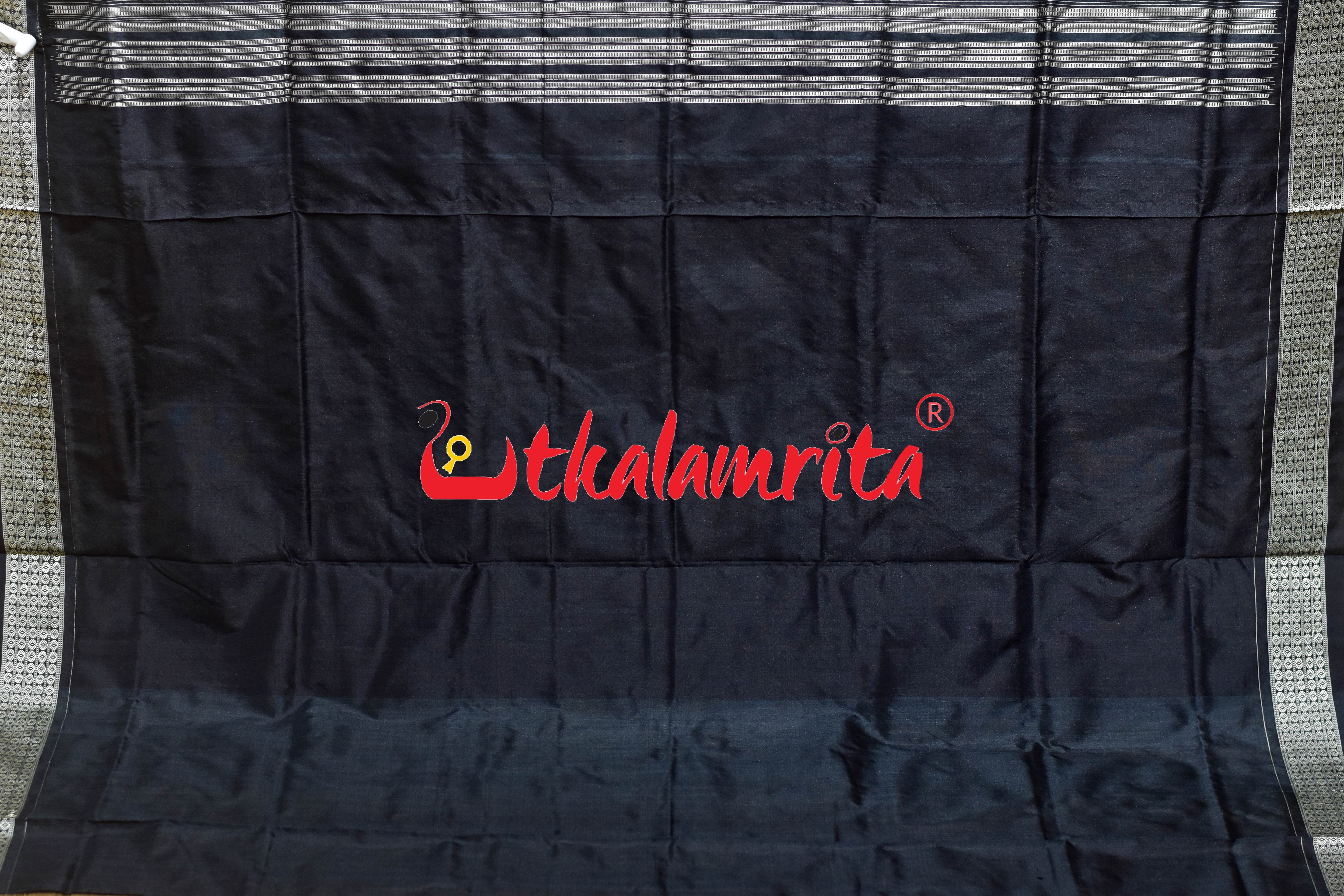 Black Golden Mayurapucha Sambalpuri Silk Saree