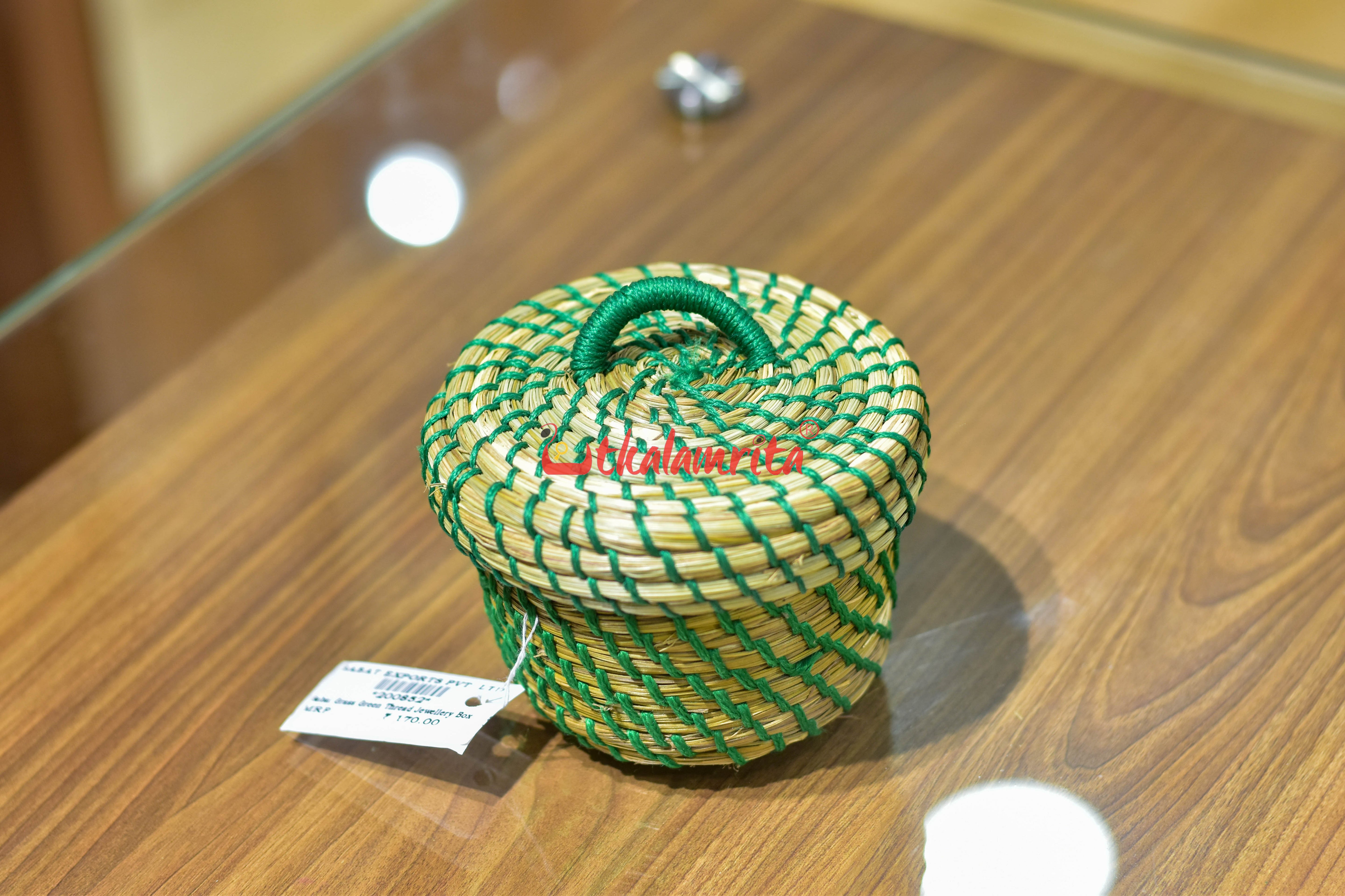 Sabai Grass Green Thread Jewellery Box