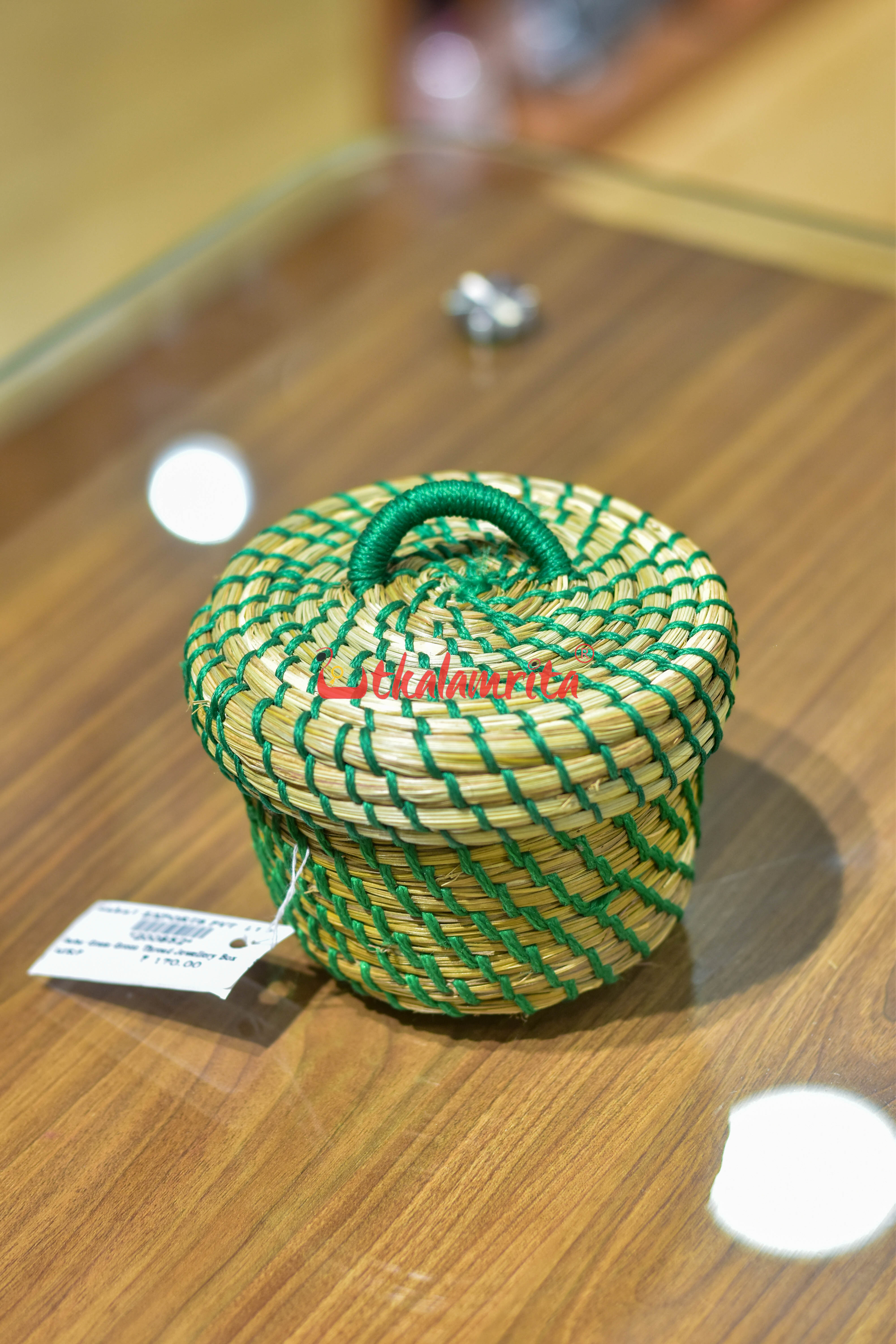 Sabai Grass Green Thread Jewellery Box