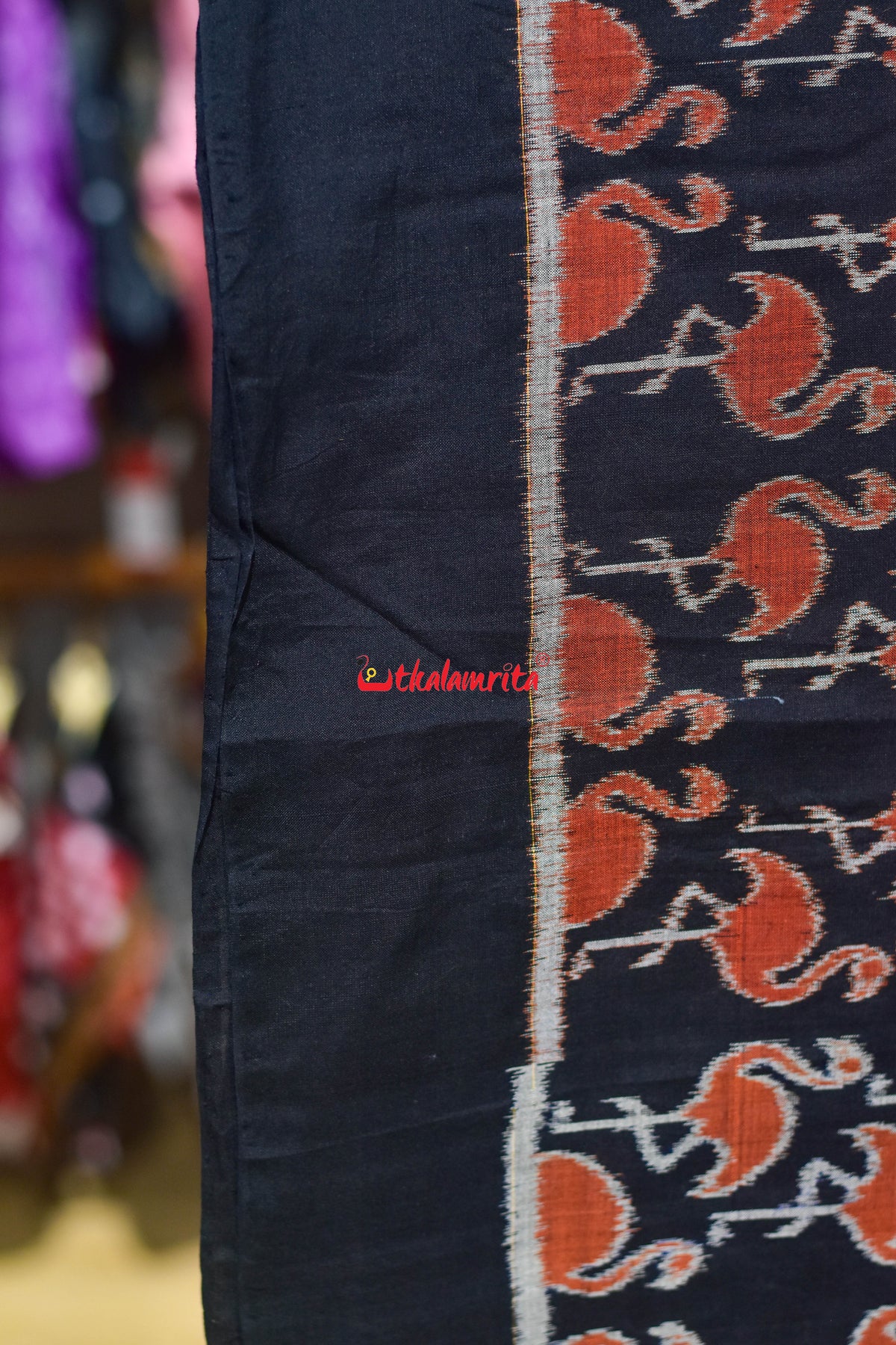 Black Orange Cranes Cotton (Fabric)