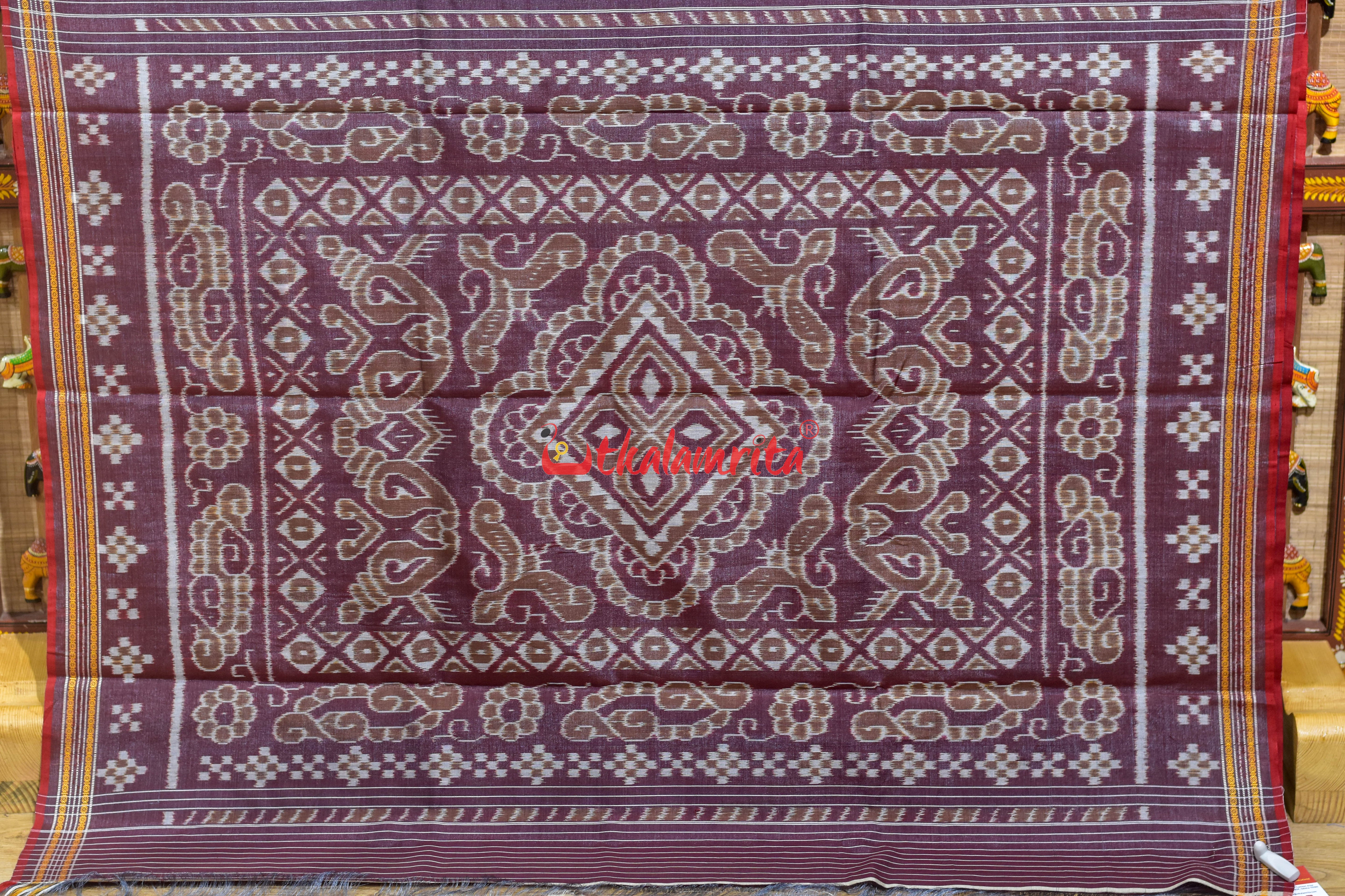 Grey Red Doby Border Gopalpur Tussar Silk Saree