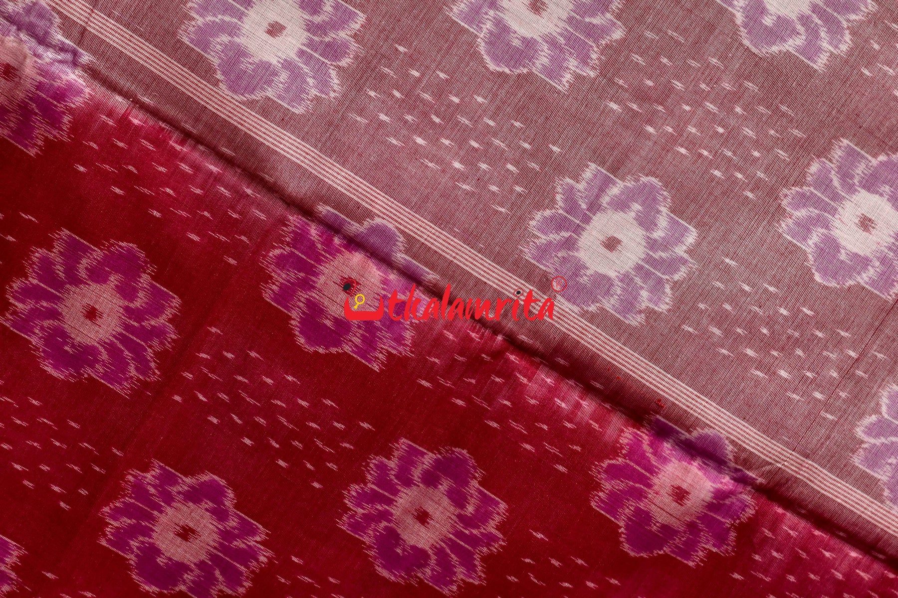 Pink Red Sankha Phula Khandua Cotton Saree