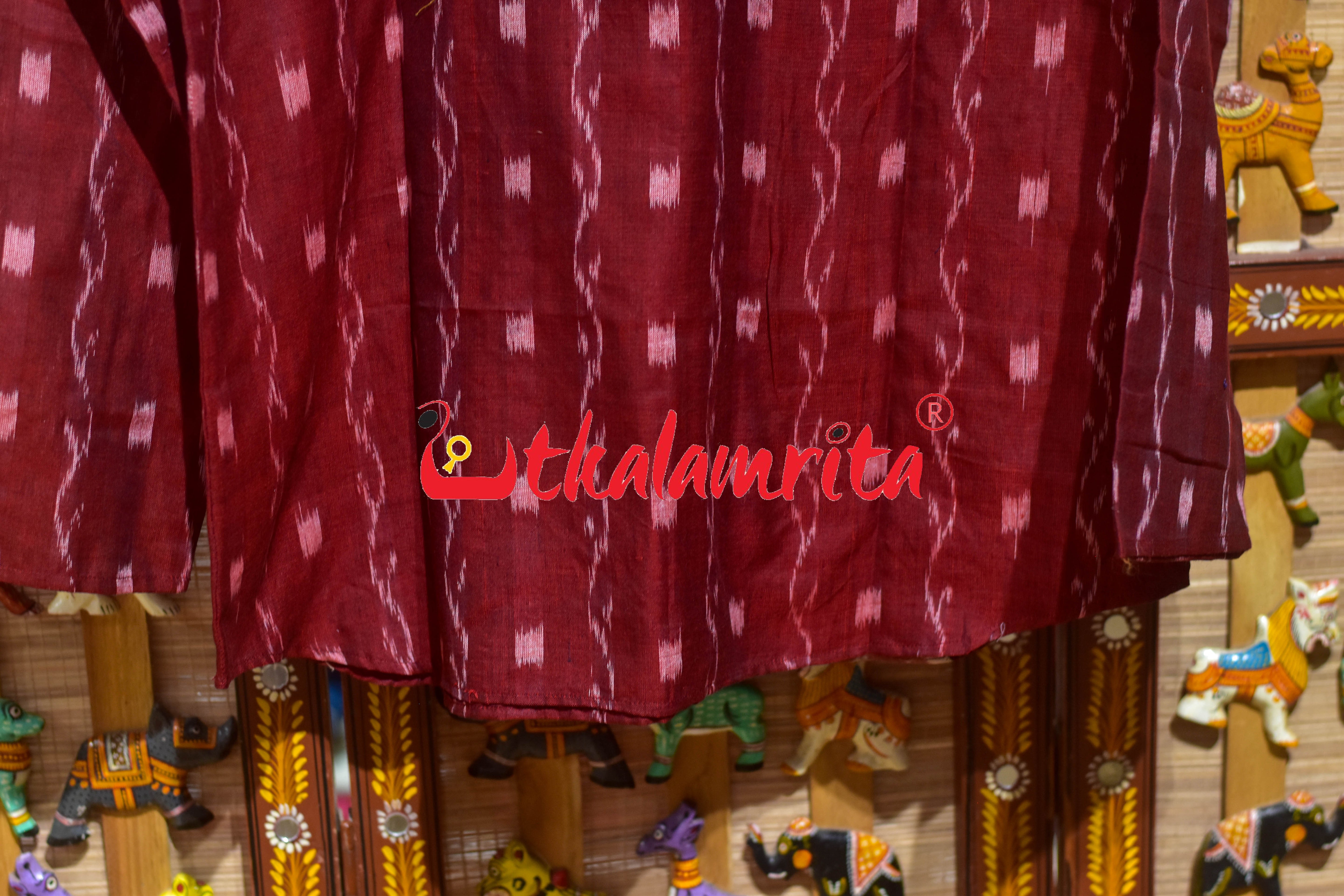 Maroon Tipa Lahari English Letters (Men's Short Kurta)