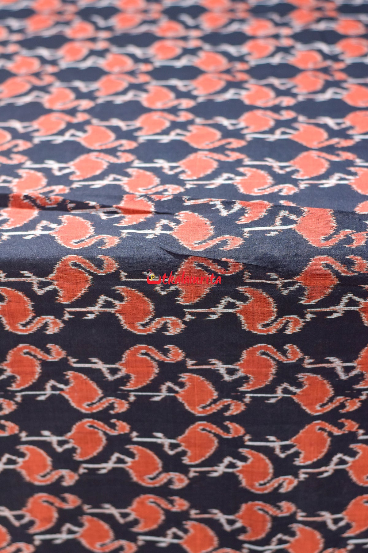 Black Orange Cranes Cotton (Fabric)