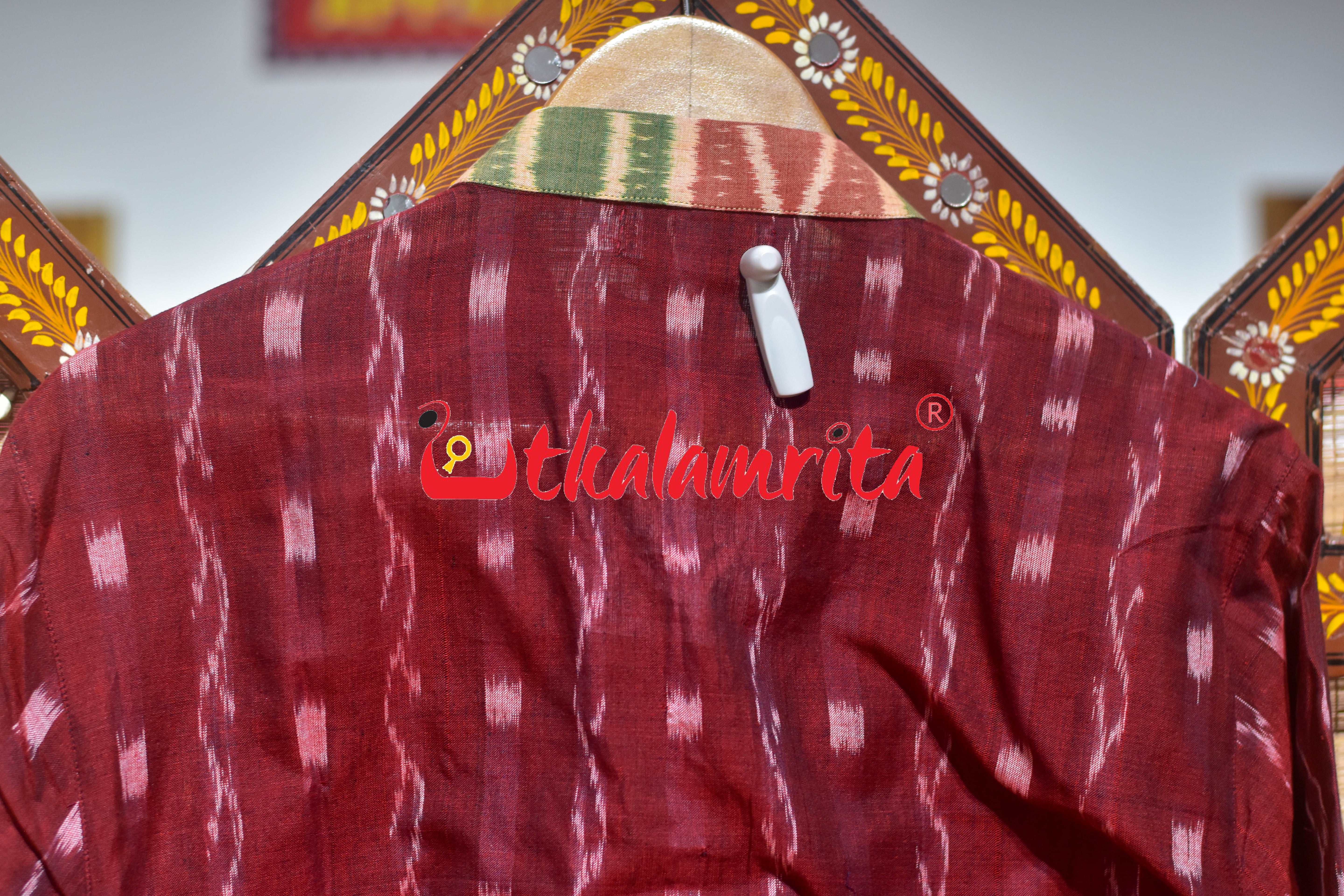 Maroon Tipa Lahari English Letters (Men's Short Kurta)