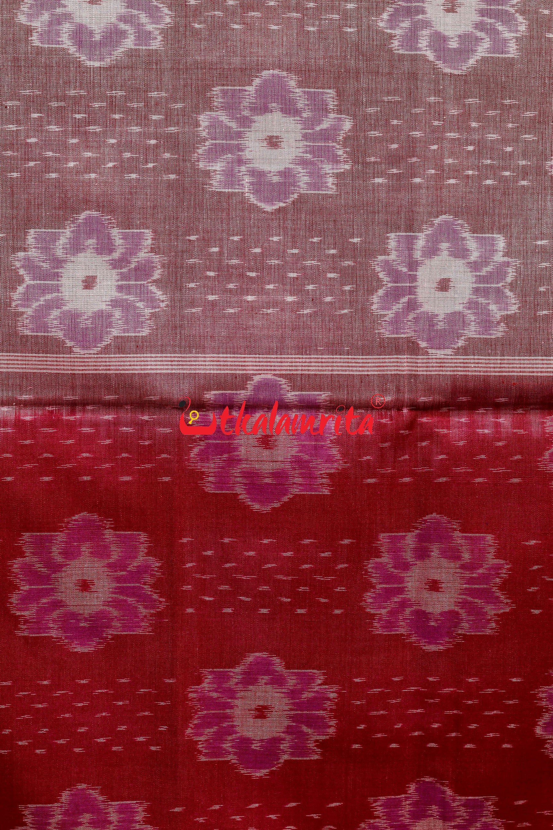 Pink Red Sankha Phula Khandua Cotton Saree