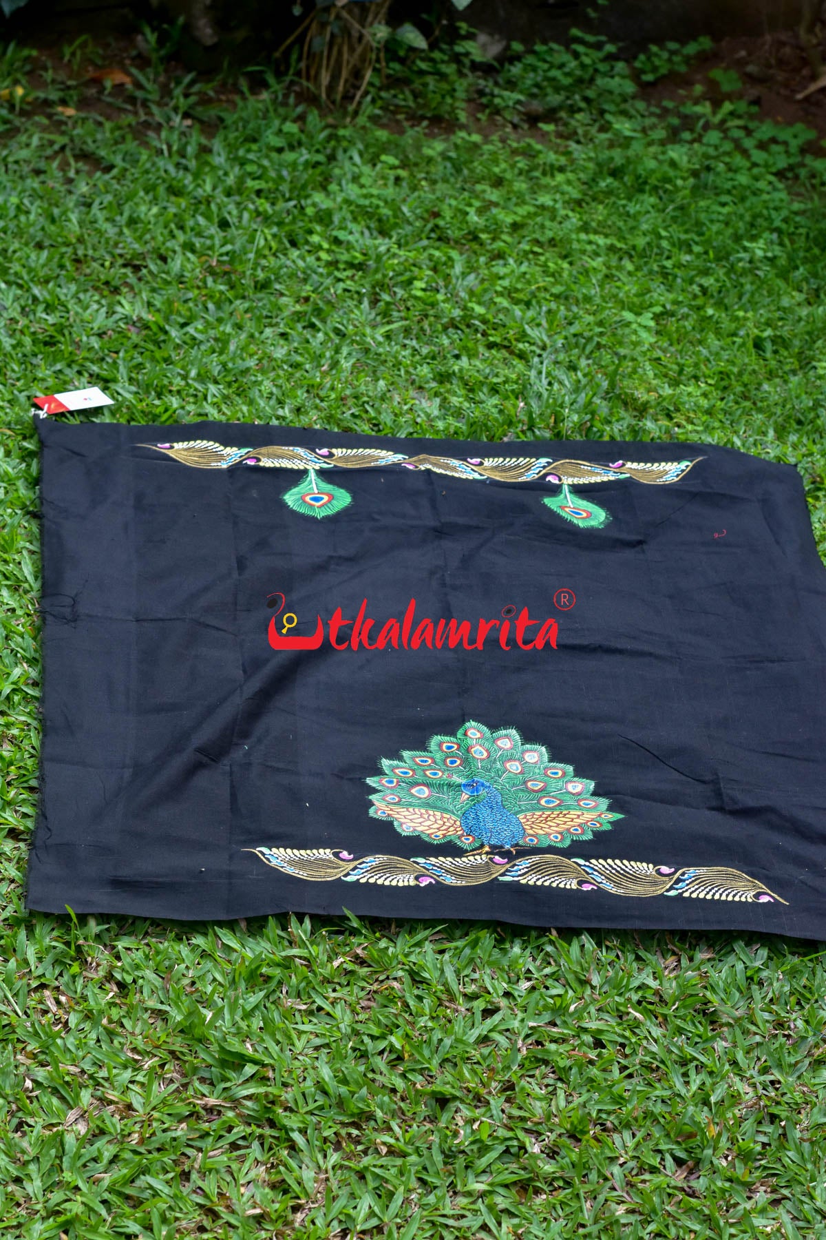 Black Blouse Piece Mayura Puchha Pattachitra