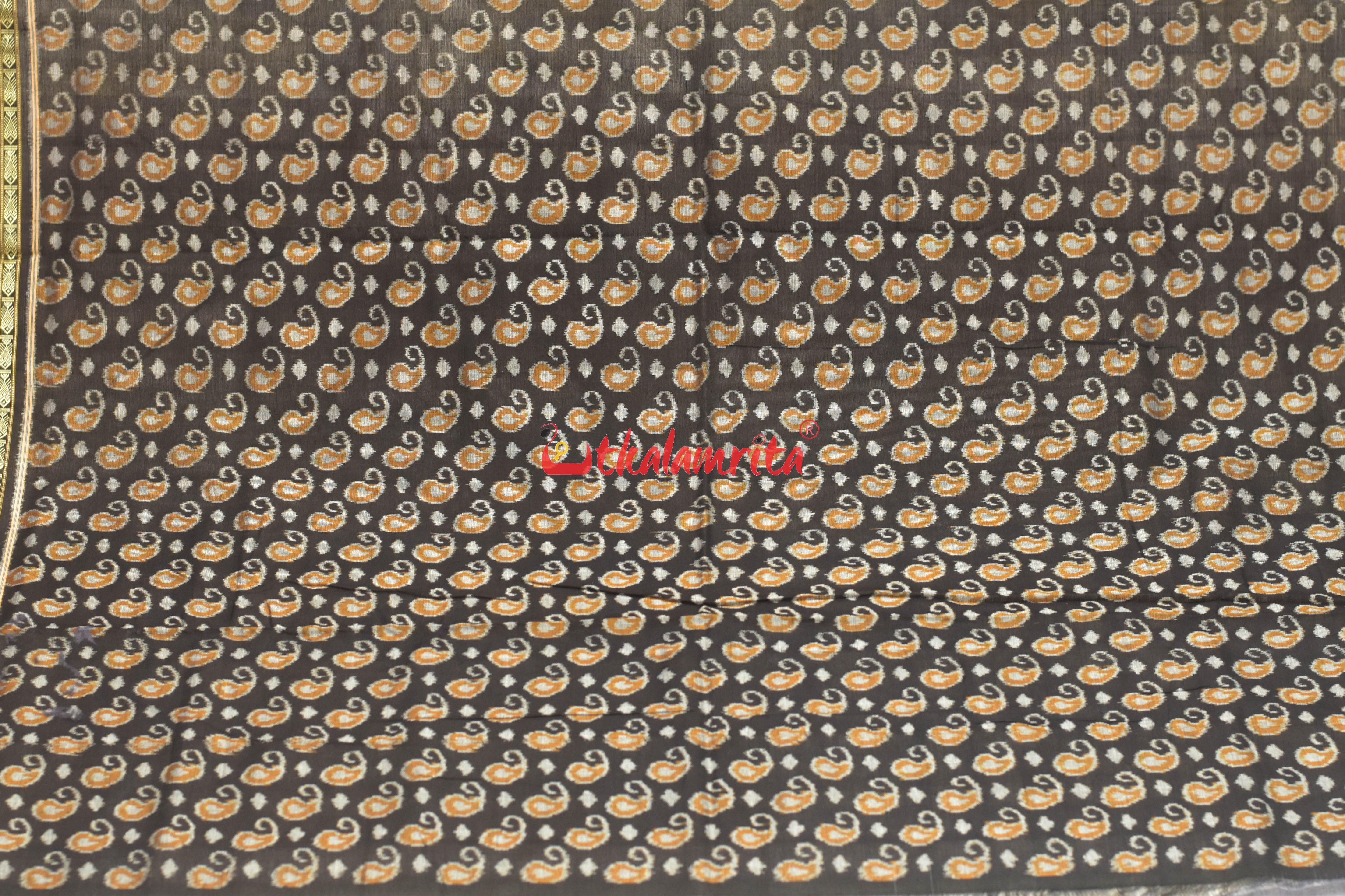 Grey Red Flowers Bandha Sambalpuri Cotton Saree