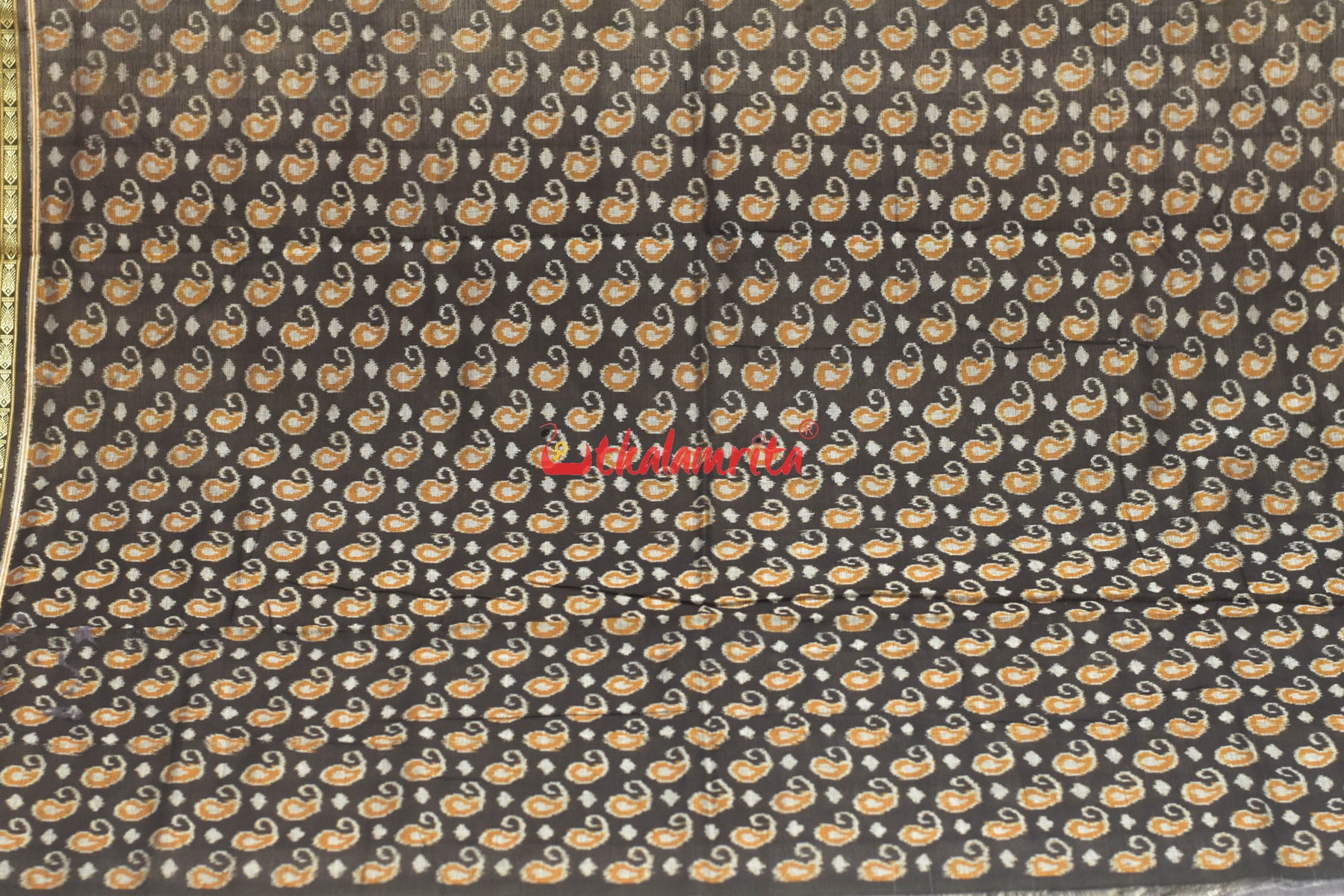 Grey Red Flowers Bandha Sambalpuri Cotton Saree