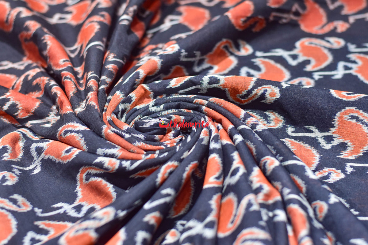 Black Orange Cranes Cotton (Fabric)