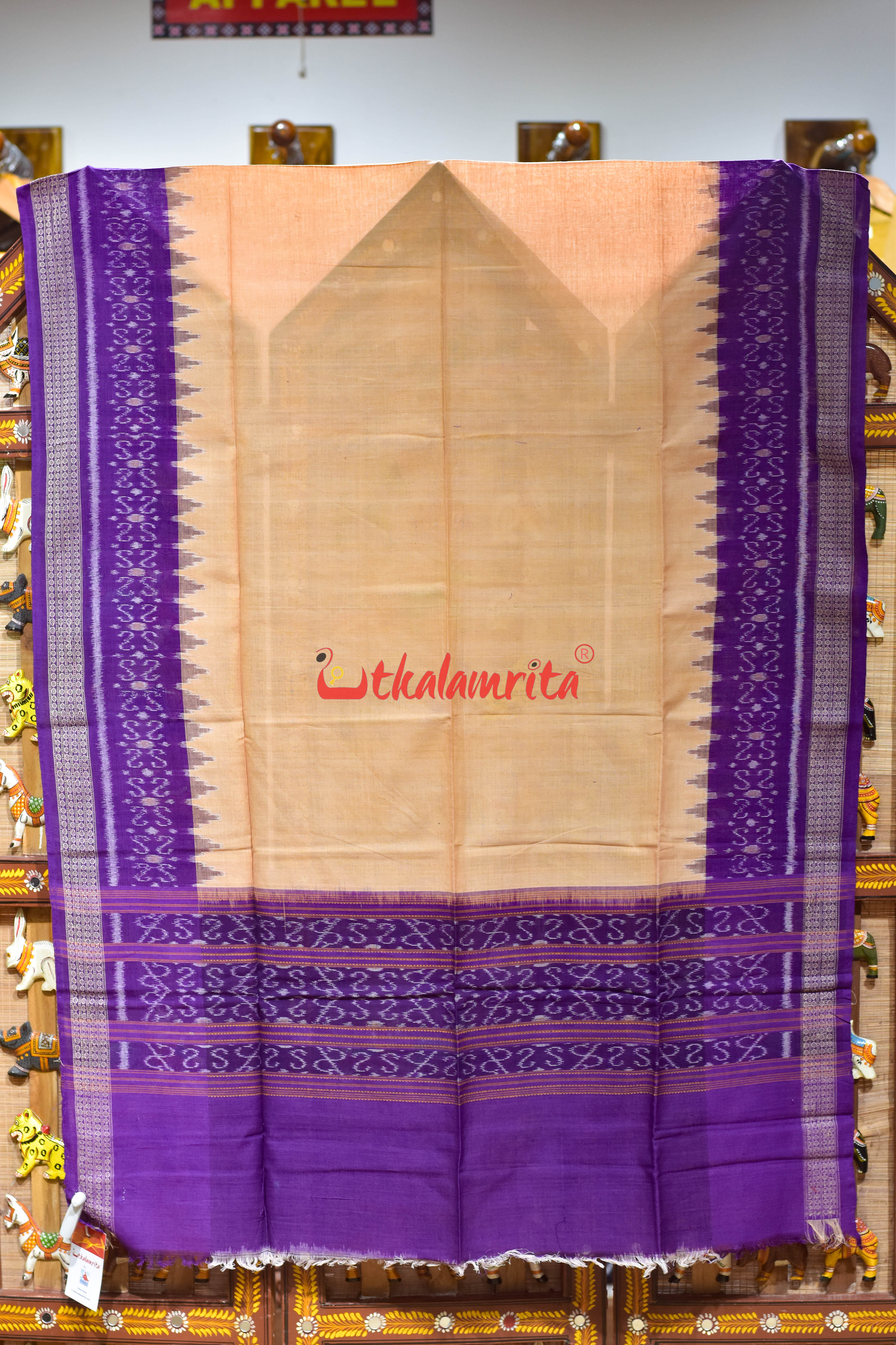 Cream Purple Flower Bandha Cotton (Dupatta)