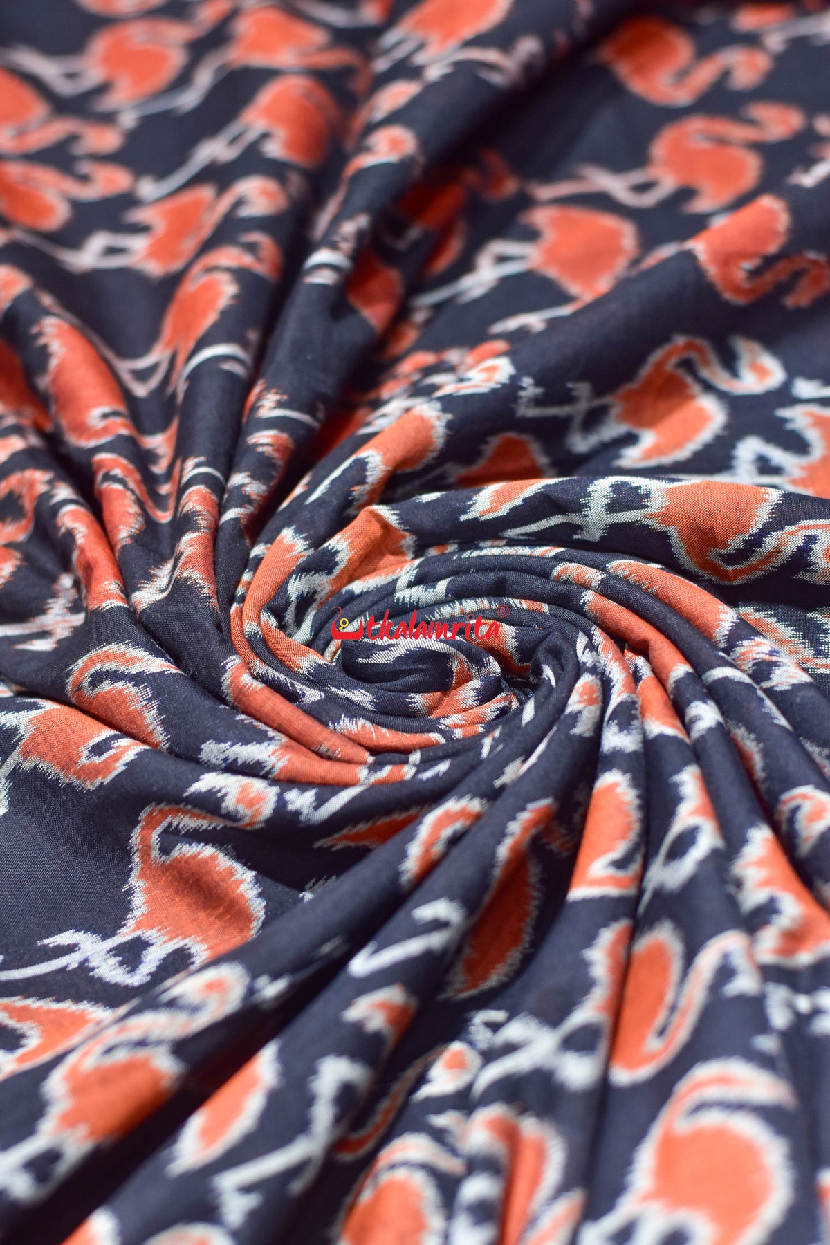 Black Orange Cranes Cotton (Fabric)