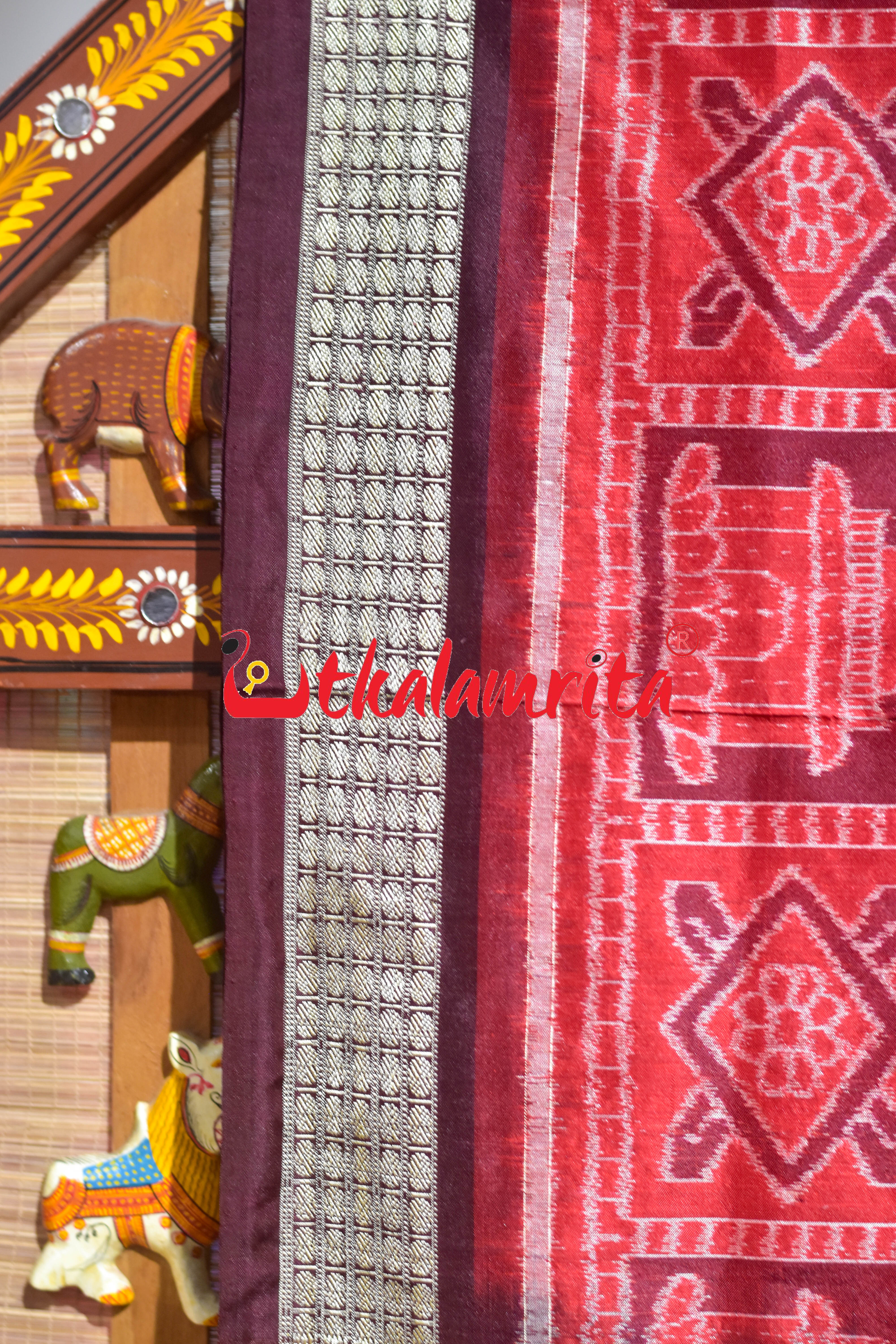 Red Coffee Sambalpuri Nabakothi Silk Saree