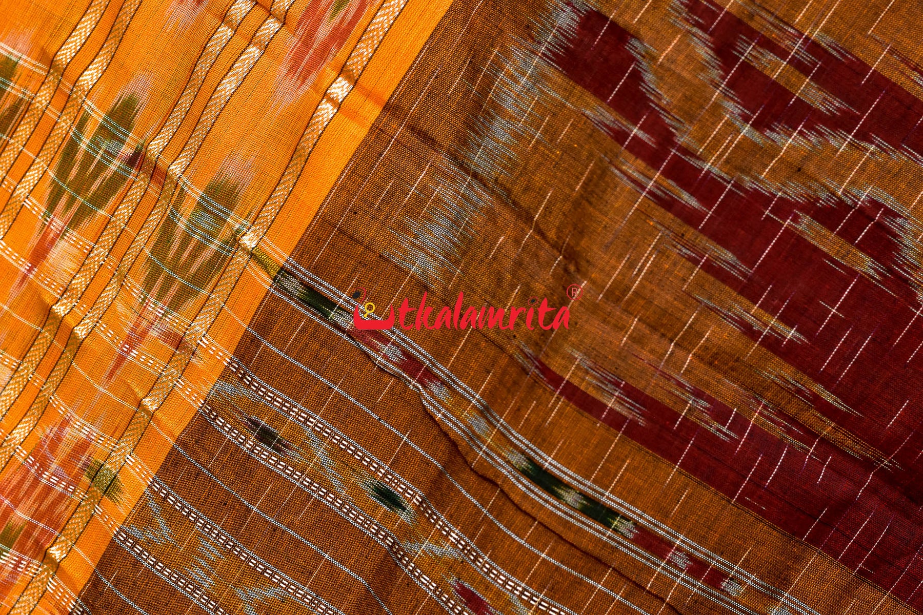 Maroon Yellow Daali Scot Khandua Cotton
