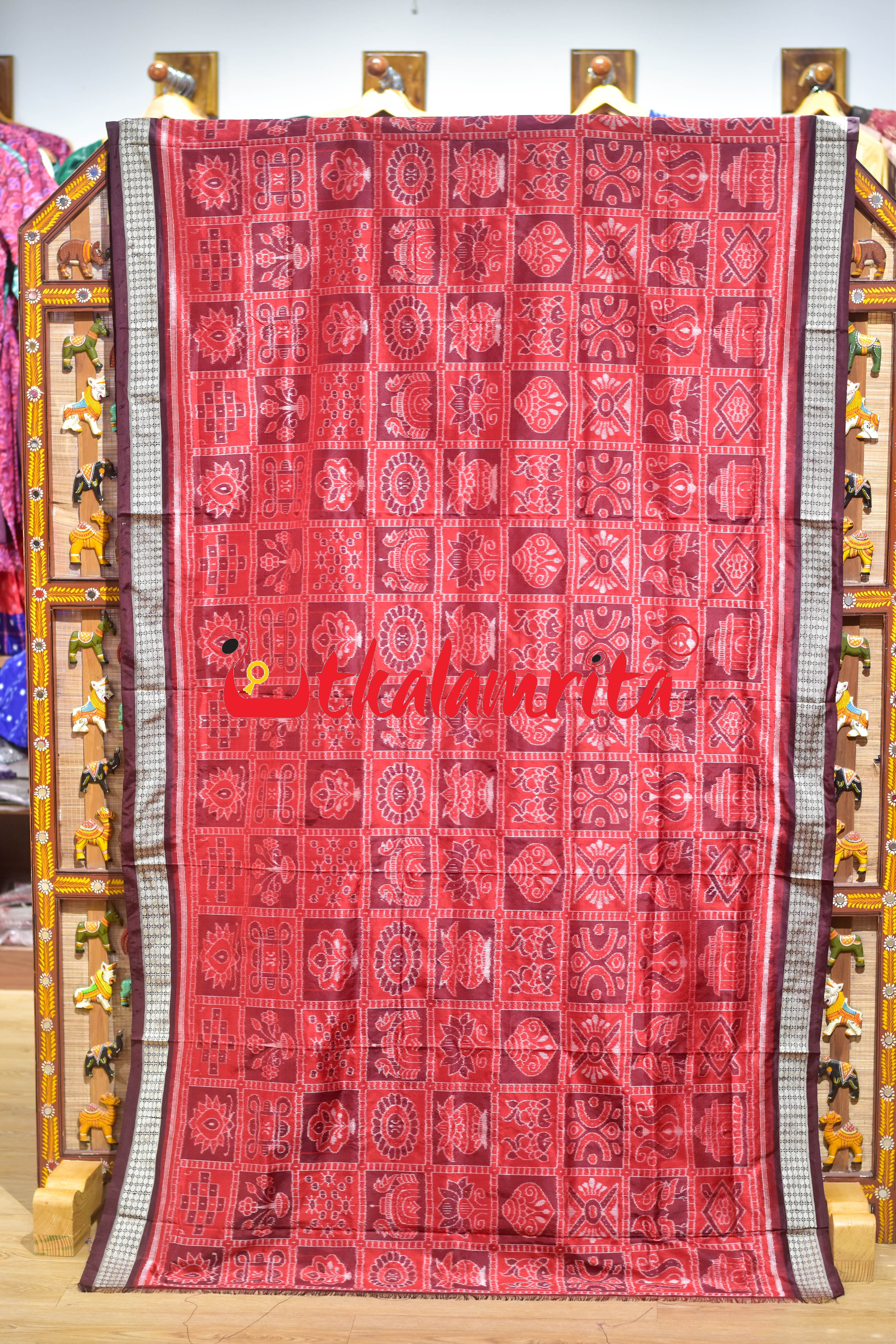 Red Coffee Sambalpuri Nabakothi Silk Saree