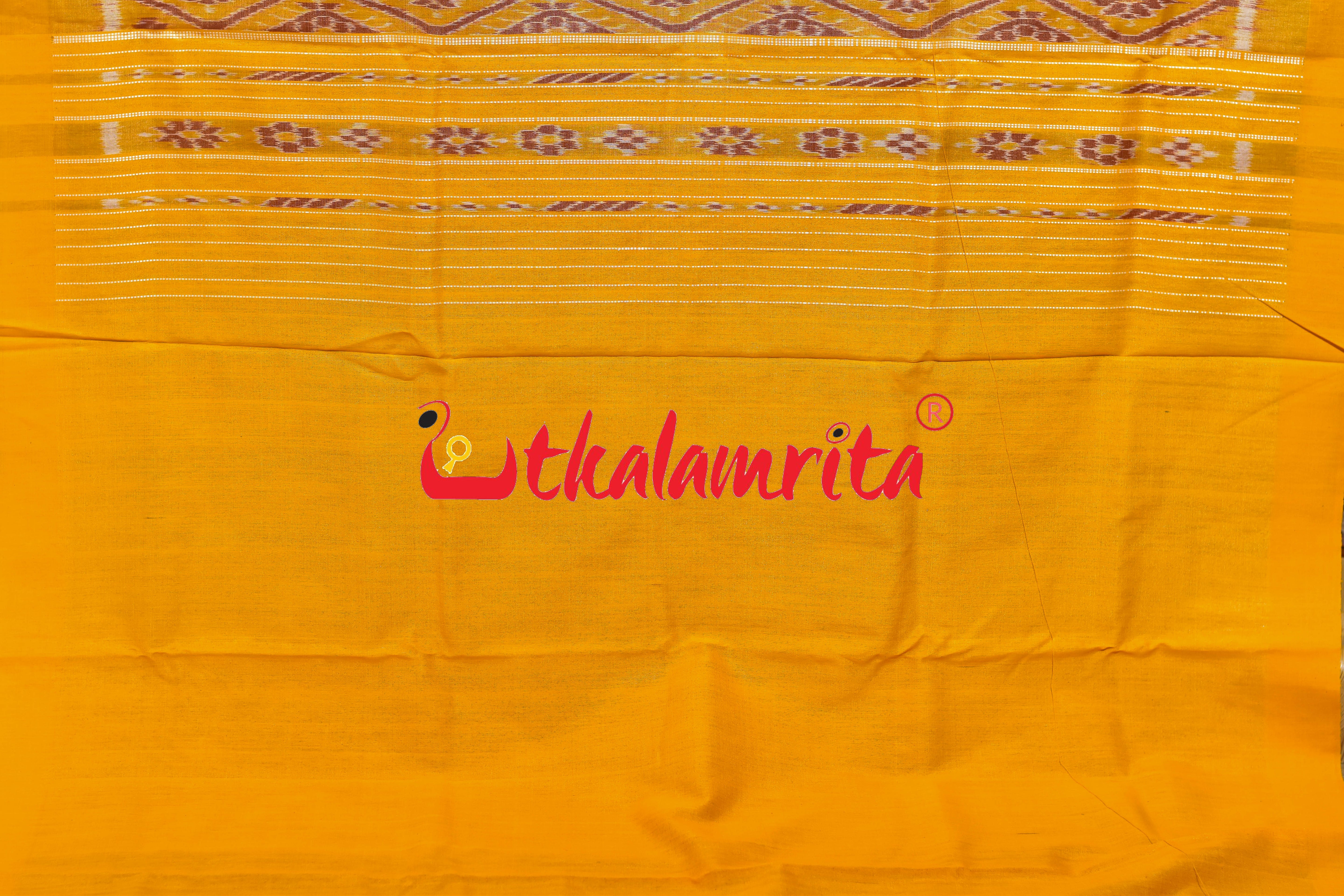 Maroon Yellow Dual Shade Body Ikat Gopalpur Tussar Silk Saree