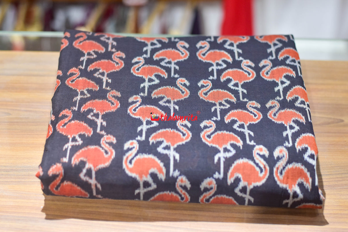 Black Orange Cranes Cotton (Fabric)
